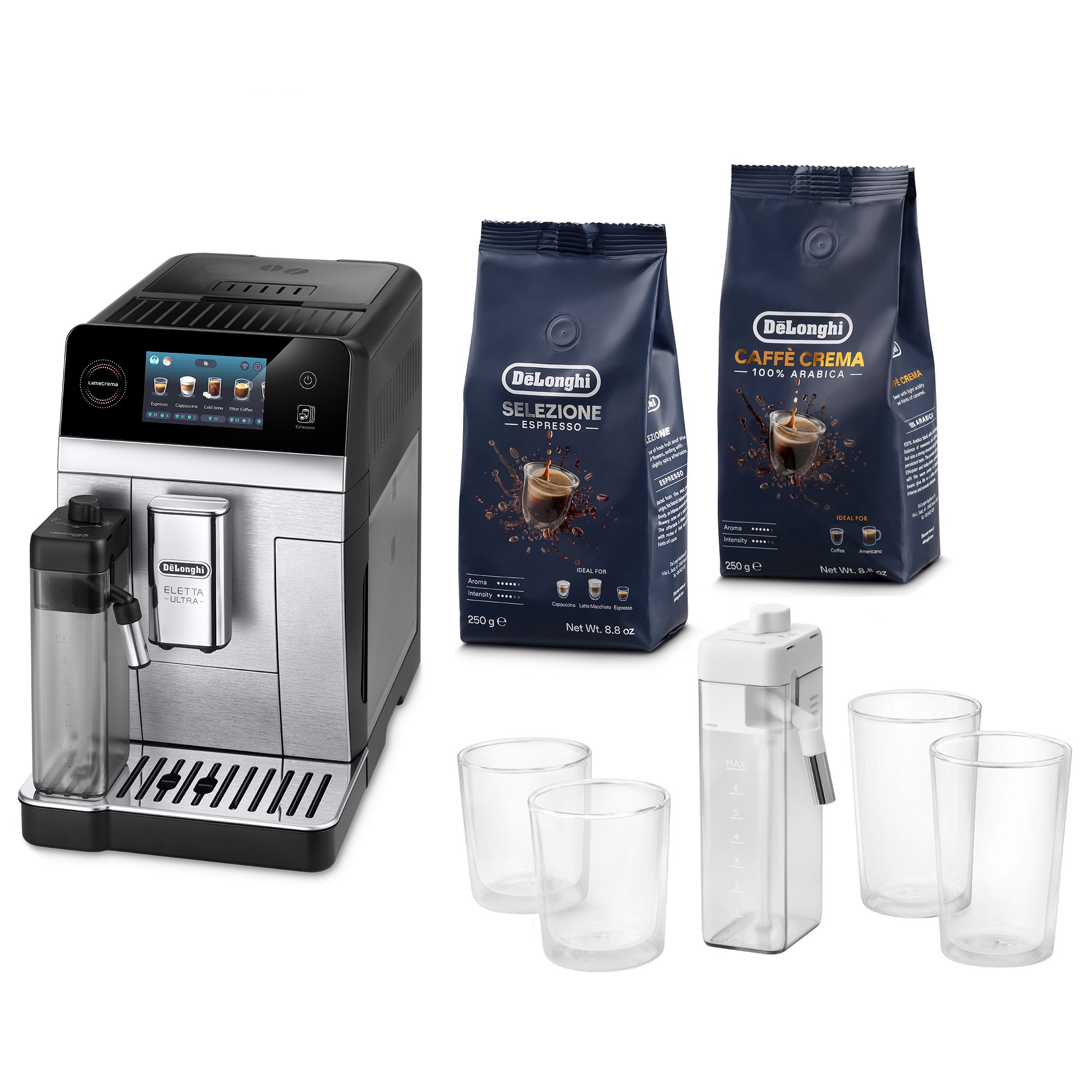 DELONGHI Eletta Ultra ECAM470.60.SXB Kaffeevollautomat inkl. Cool Kit & 2x 250g Kaffeebohnen