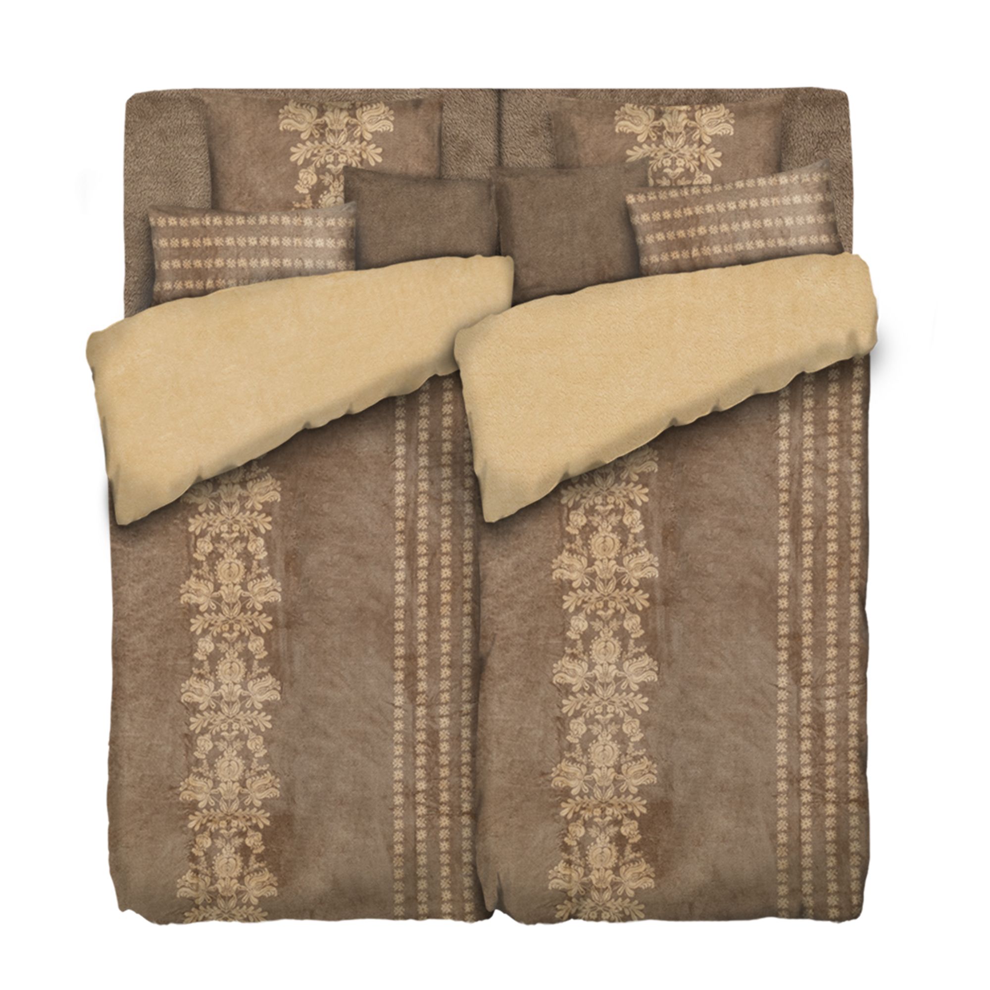 BADIZIO Classic Wendebettwäsche Ornament Mikrofaser Plüsch Doppelbett, 10tlg.