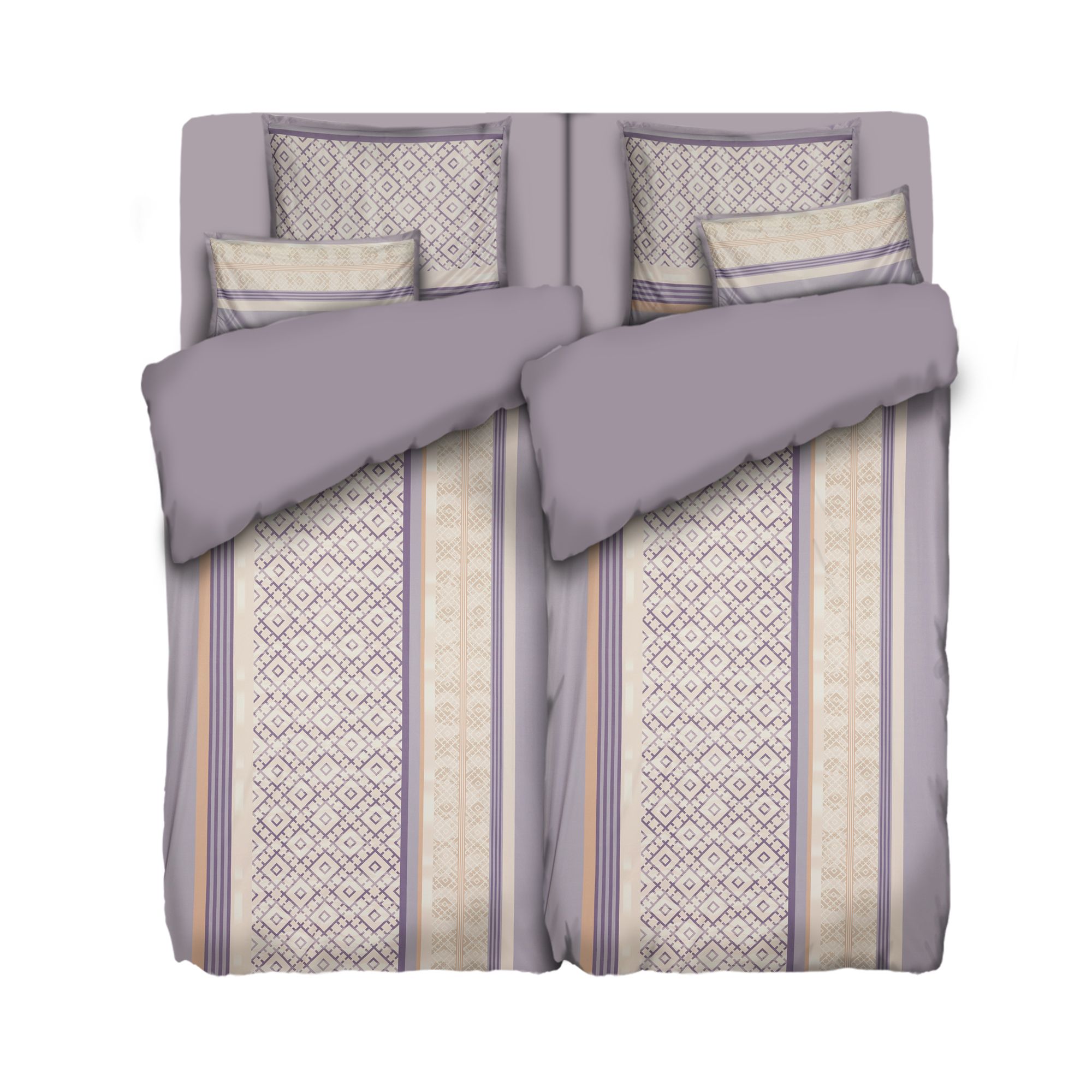 JERYMOOD Wendebettwäsche Rautengrafik Mikrofaser Jersey Doppelbett, 8tlg.