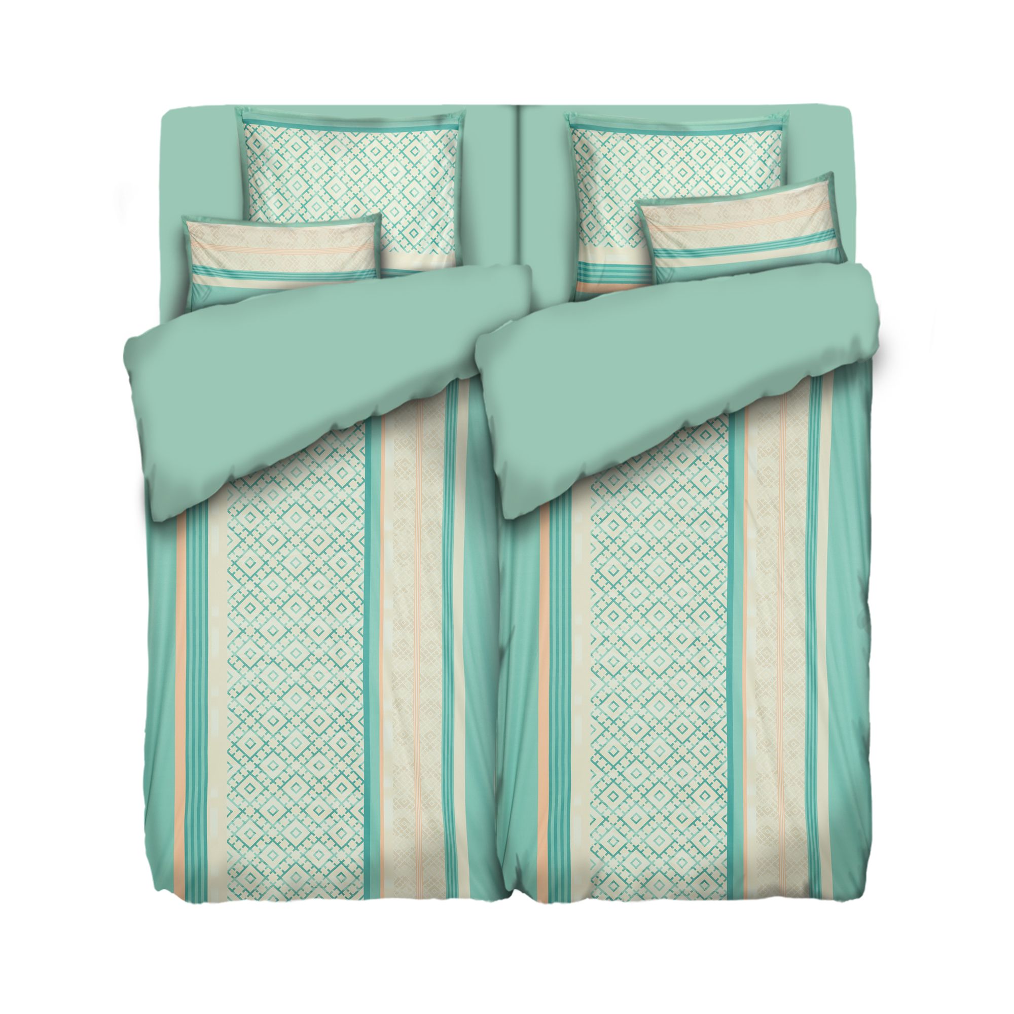 JERYMOOD Wendebettwäsche Rautengrafik Mikrofaser Jersey Doppelbett, 8tlg.