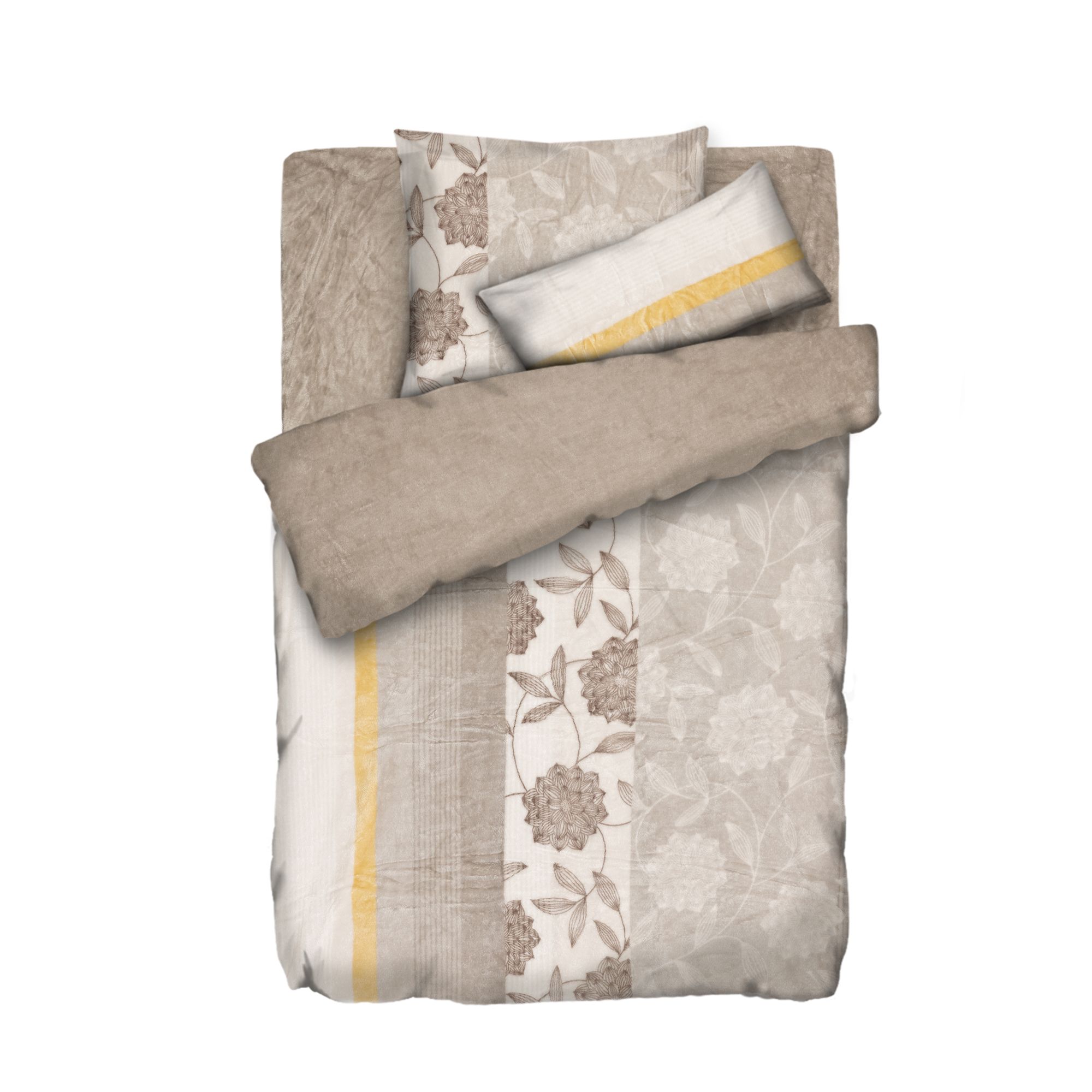 BADIZIO Classic Wendebettwäsche Blumenranke Mikrofaser Plüsch Einzelbett, 4tlg.