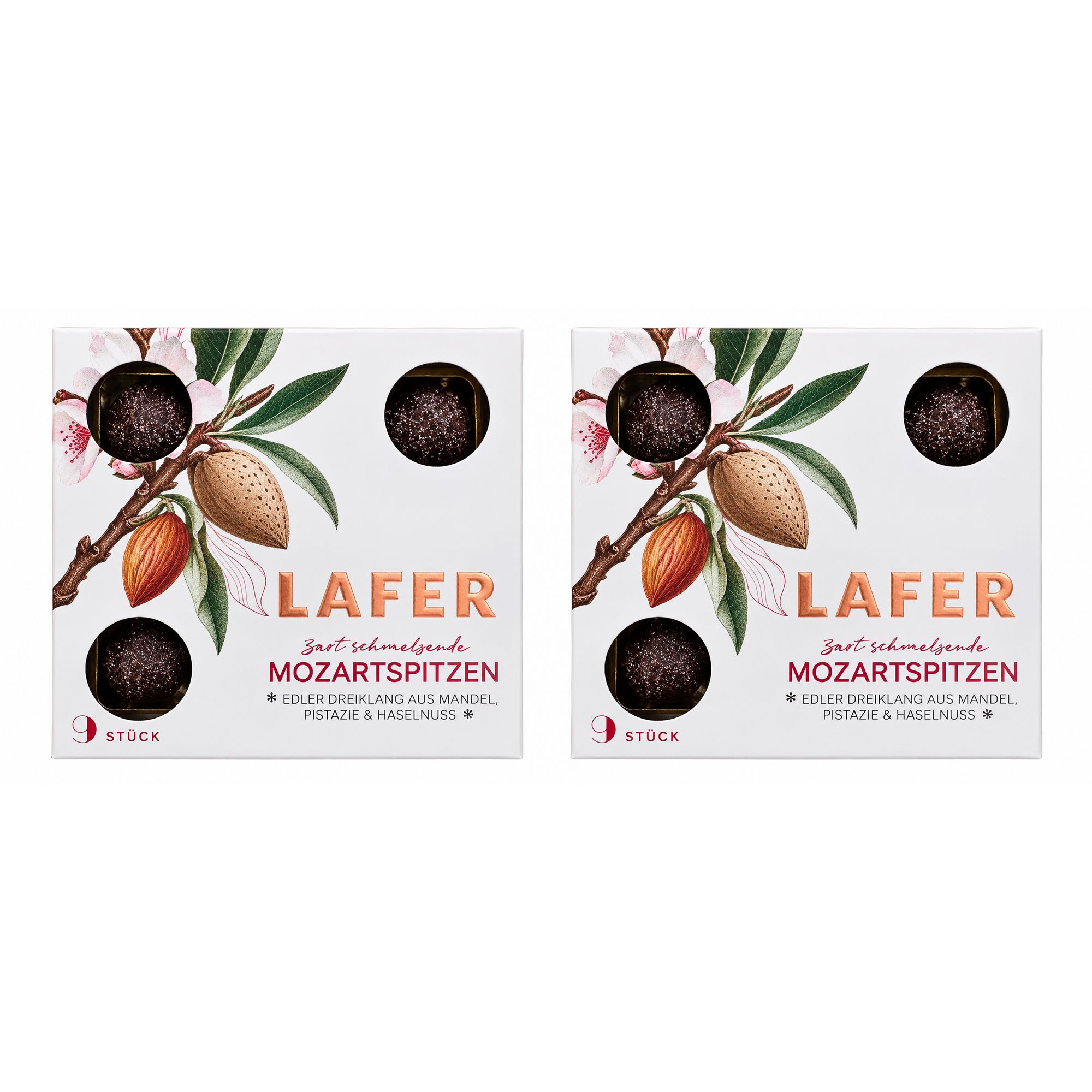  LAFER Mozartspitzen Marzipan-Pistazien- Nougat Pralinen Inhalt 2x 110g