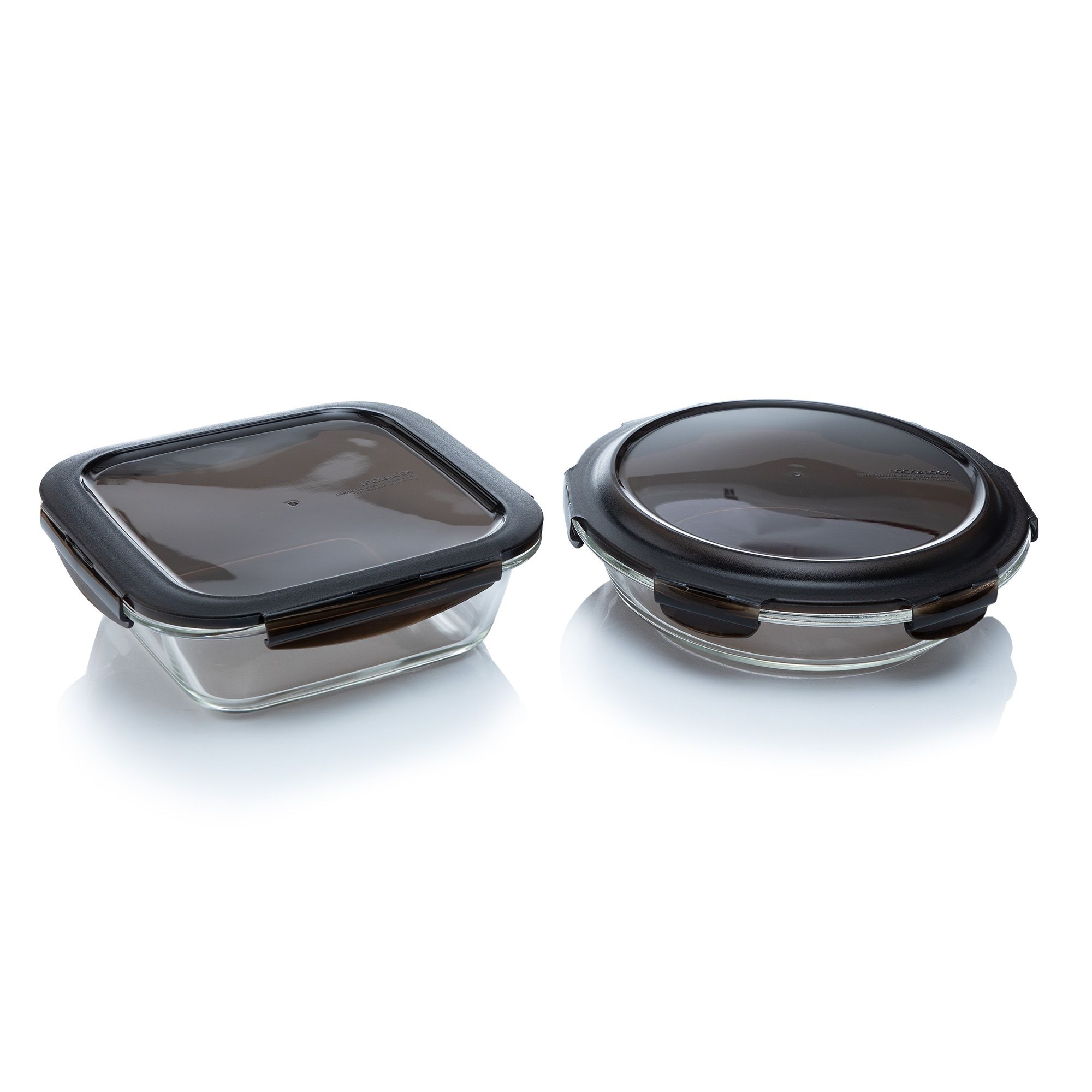 LocknLock 2 Ofenformen aus Borosilikatglas rund 1,6L und quadratisch 1,8L