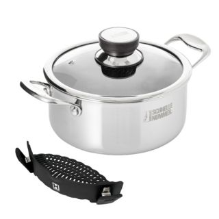 HENSSLERS Edelstahl-Topf inkl. Abgießhilfe und Glasdeckel 2,8L