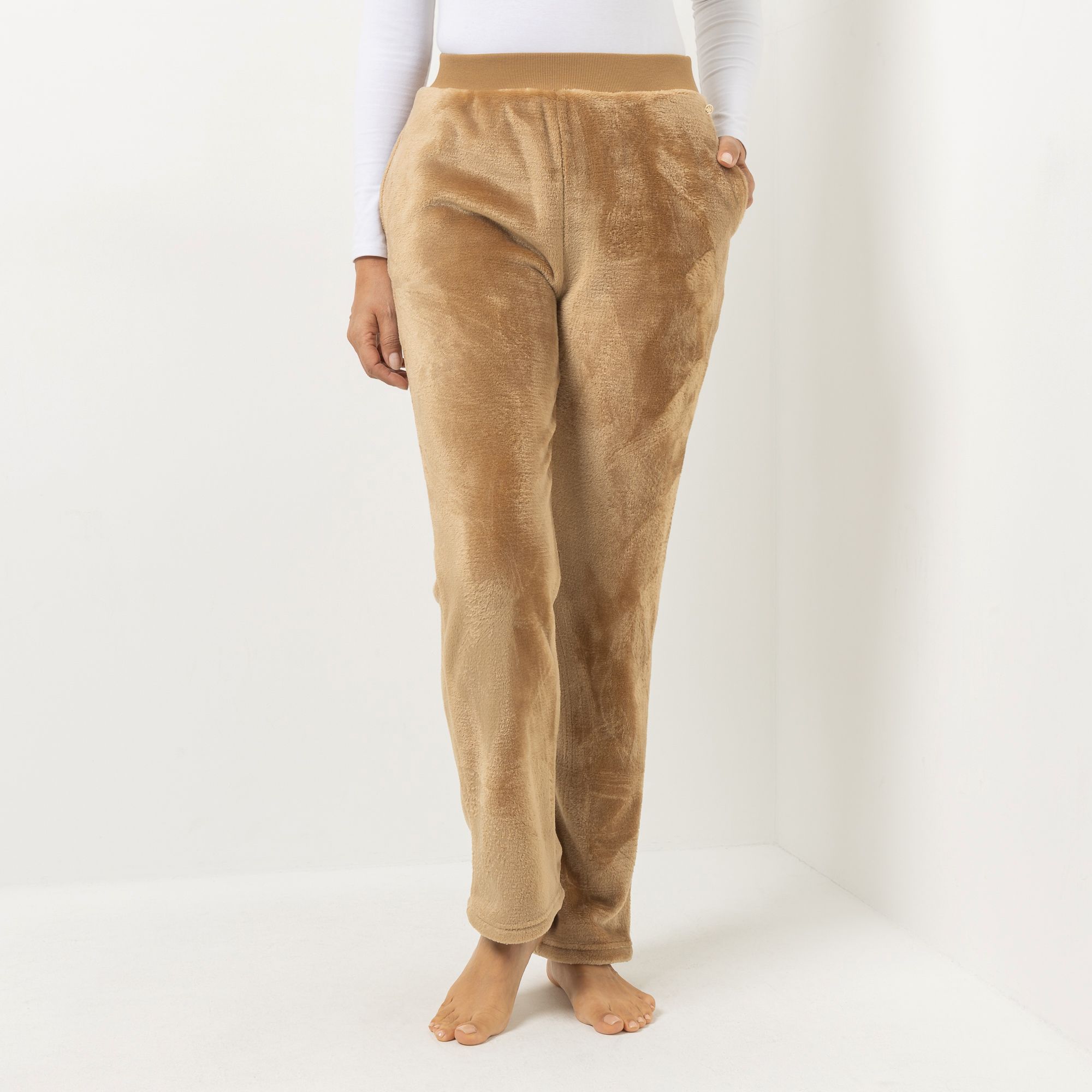 MONT CHALET Damen-Hose, uni gerader Beinverlauf Mikrofaser Chinchilla Taschen