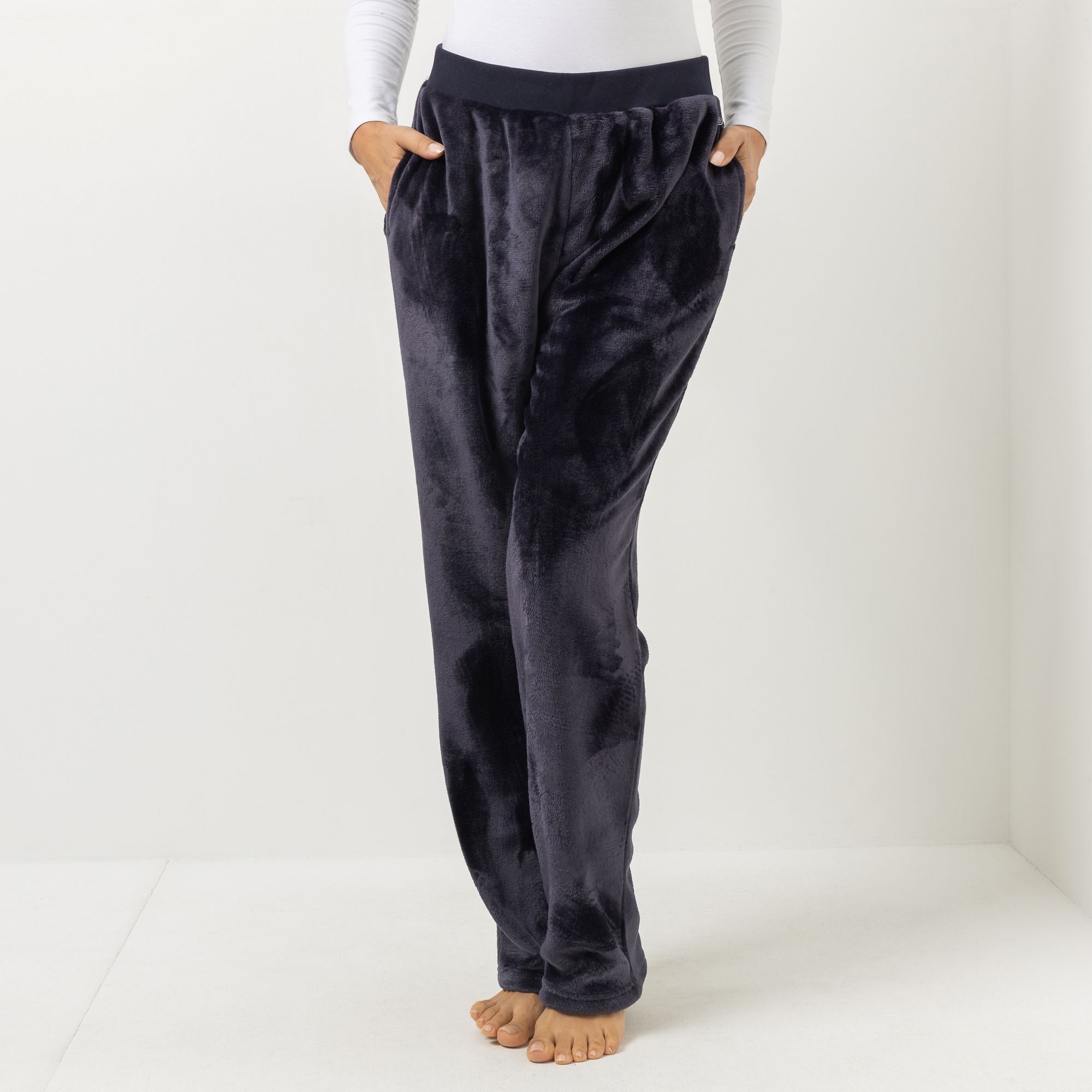 MONT CHALET Damen-Hose, uni gerader Beinverlauf Mikrofaser Chinchilla Taschen