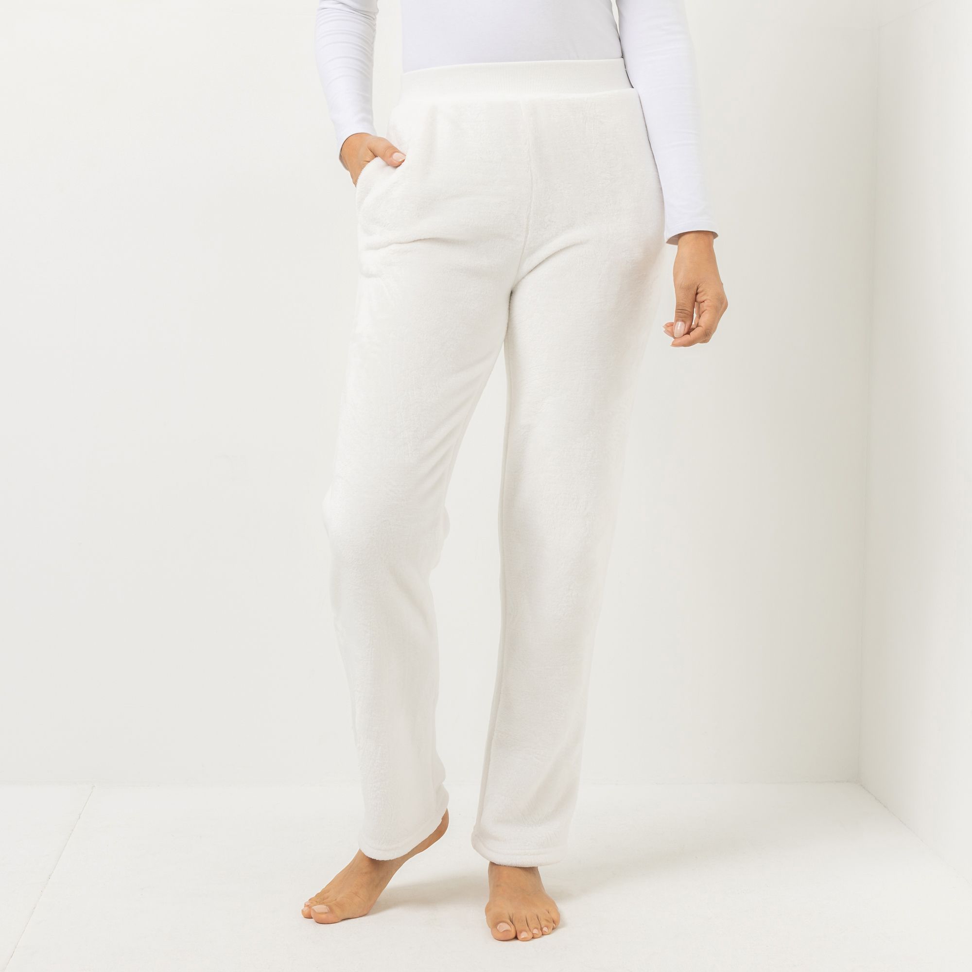 MONT CHALET Damen-Hose, uni gerader Beinverlauf Mikrofaser Chinchilla Taschen