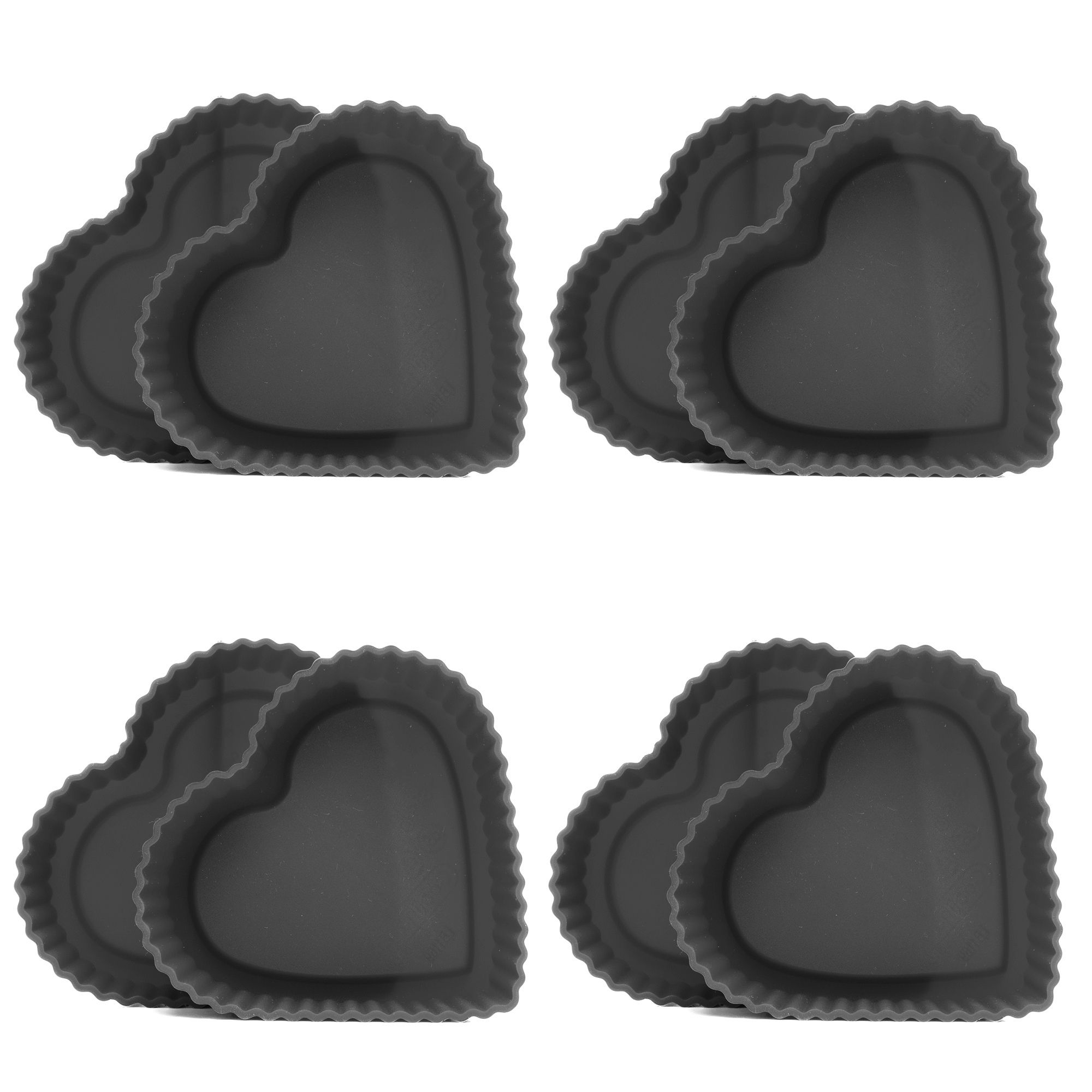 COOLINATO Mini Tartelettes in Herzform Platin Silikon 8tlg. Set