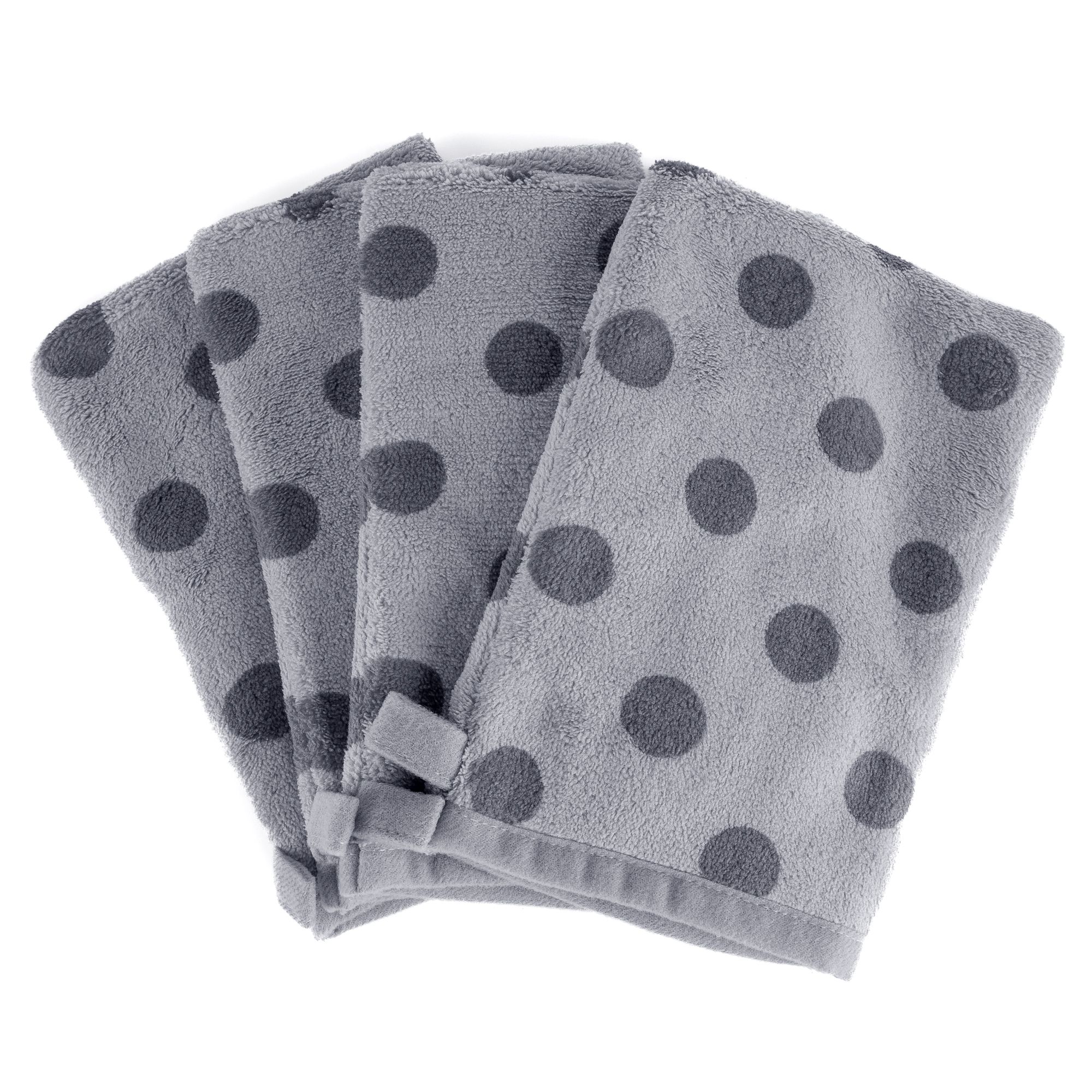 BADIZIO Softdry 4 Waschhandschuhe Punkte MF Kuschelplüsch ca. 15x21cm