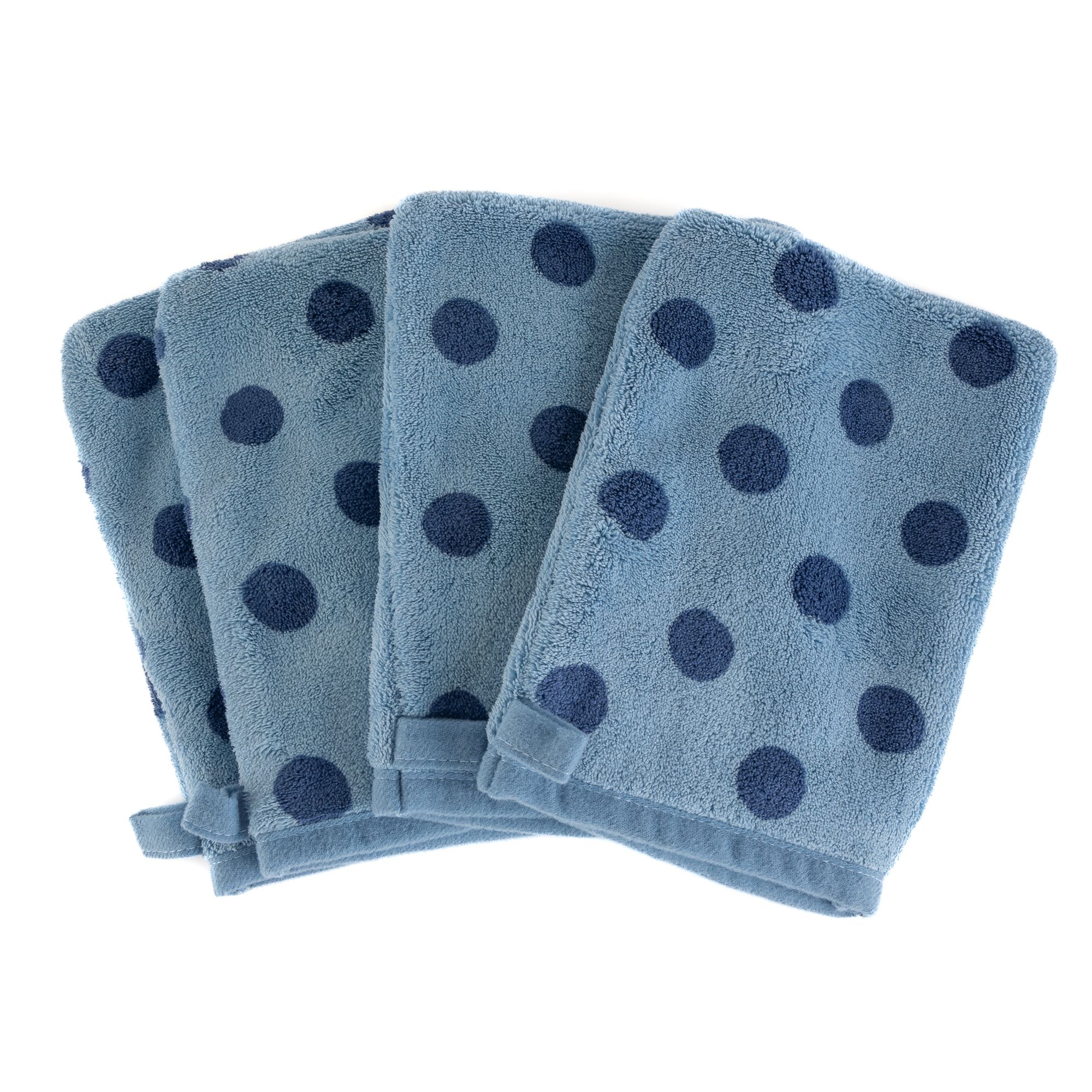 BADIZIO Softdry 4 Waschhandschuhe Punkte MF Kuschelplüsch ca. 15x21cm