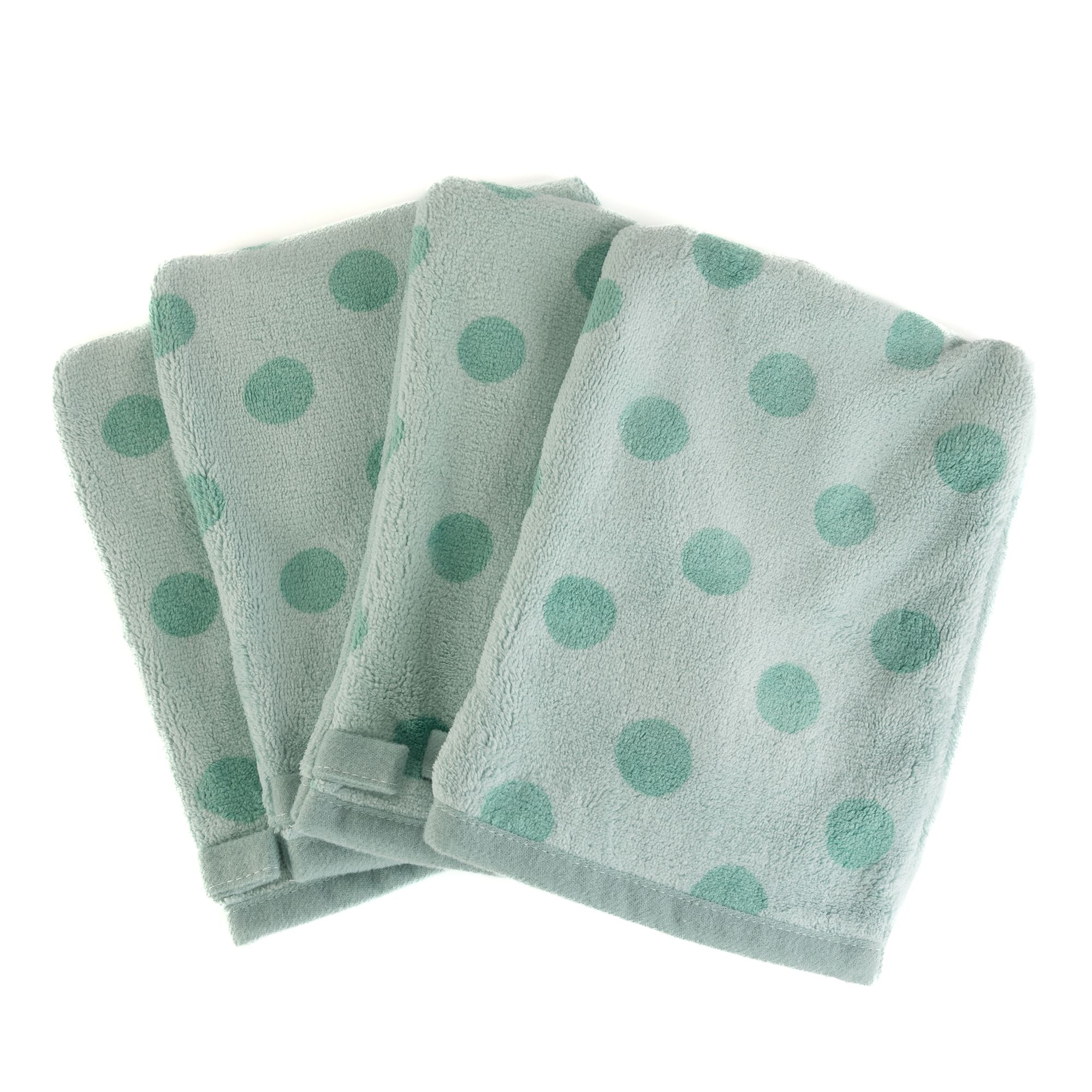 BADIZIO Softdry 4 Waschhandschuhe Punkte MF Kuschelplüsch ca. 15x21cm