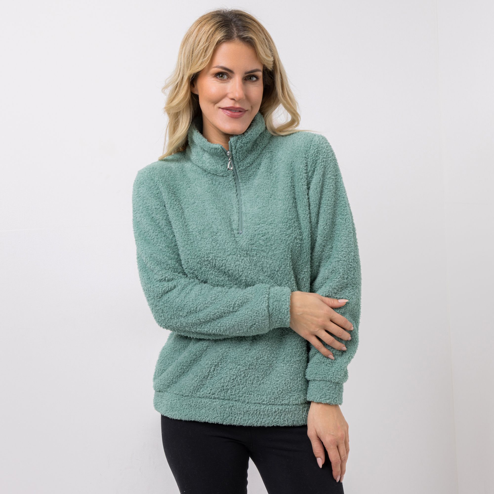 COZEE HOME Loungwear Troyer uni MF Fluffy Bouclé lässige Passform