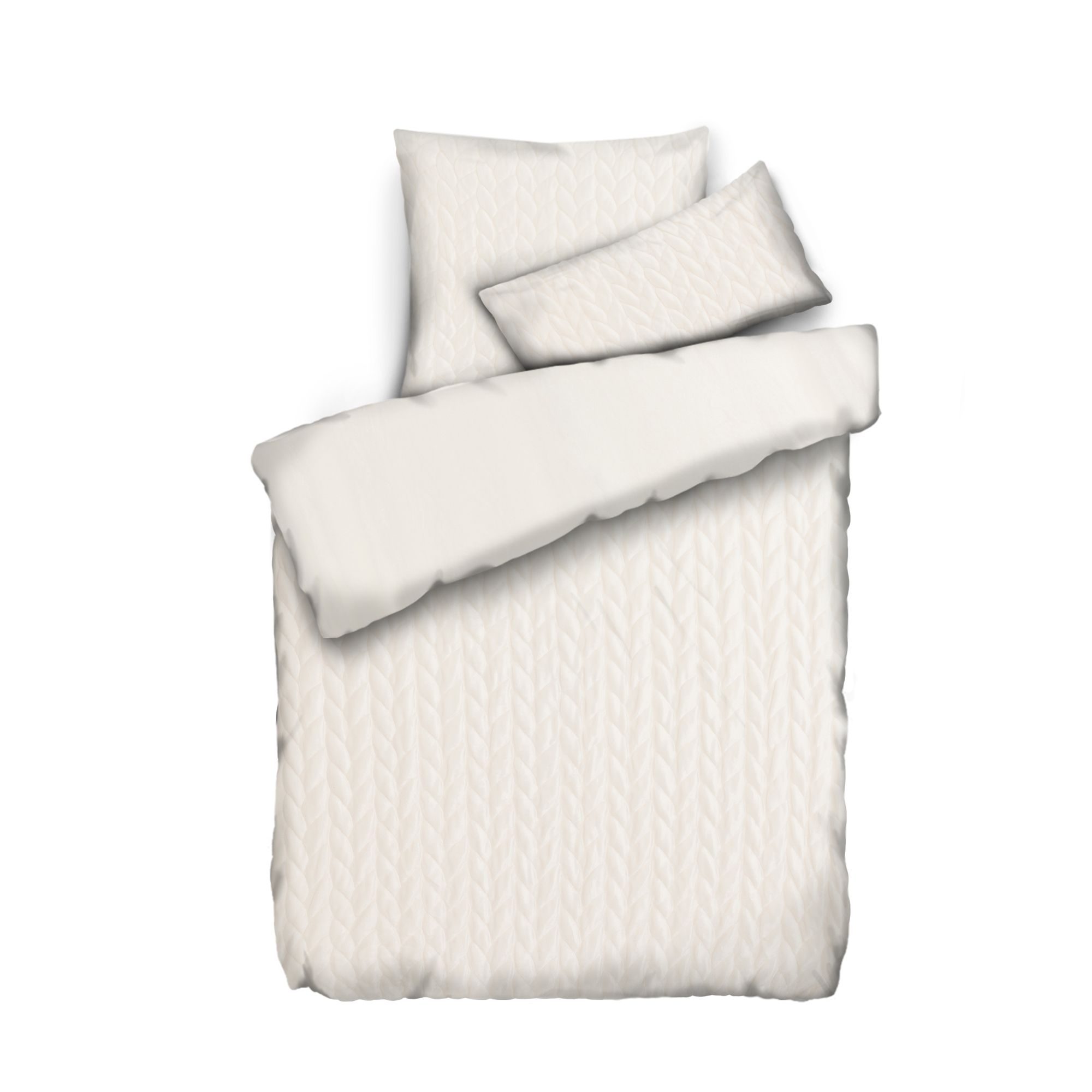 MONT CHALET Wendebettwäsche Premium 3D-Zopfdesign Mikrofaser Chinchilla Einzelbett, 3tlg.