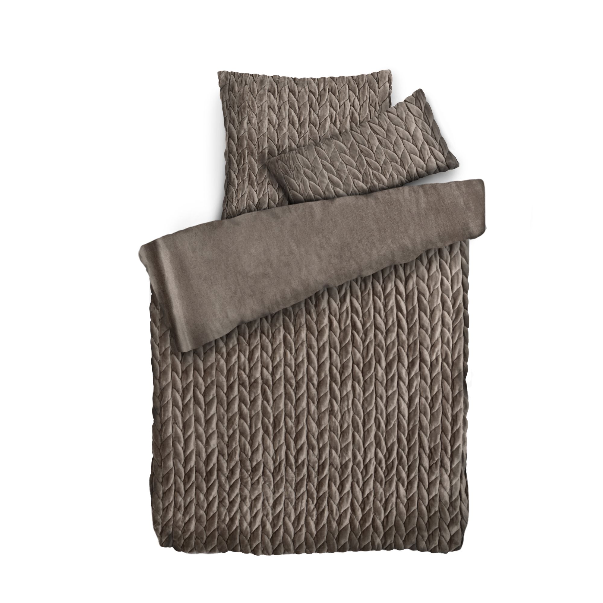 MONT CHALET Wendebettwäsche Premium 3D-Zopfdesign Mikrofaser Chinchilla Einzelbett, 3tlg.