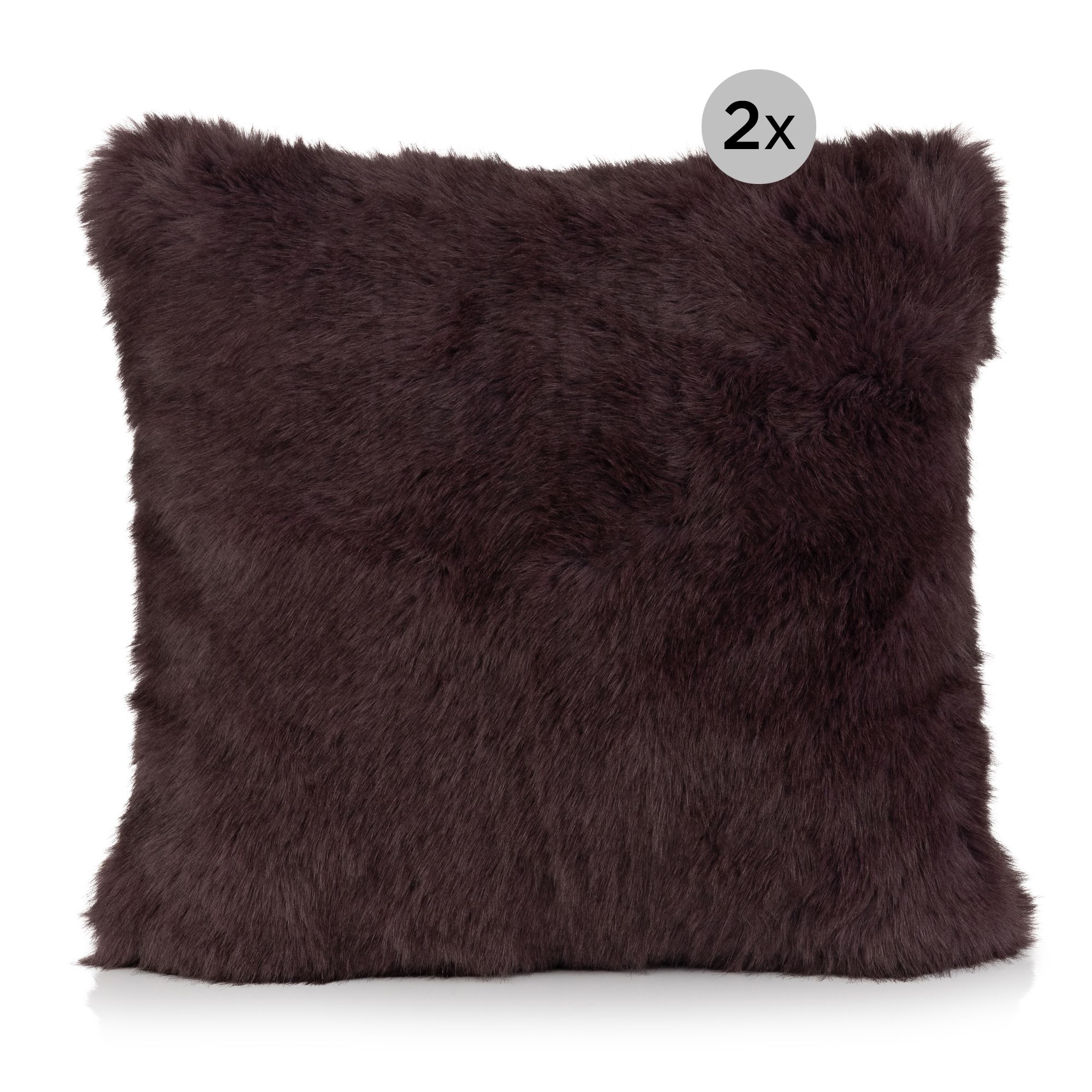 MONT CHALET 2 Kissenhüllen Webpelz-Fellimitat Mikrofaser-Rückseite waschbar, ca. 50x50cm