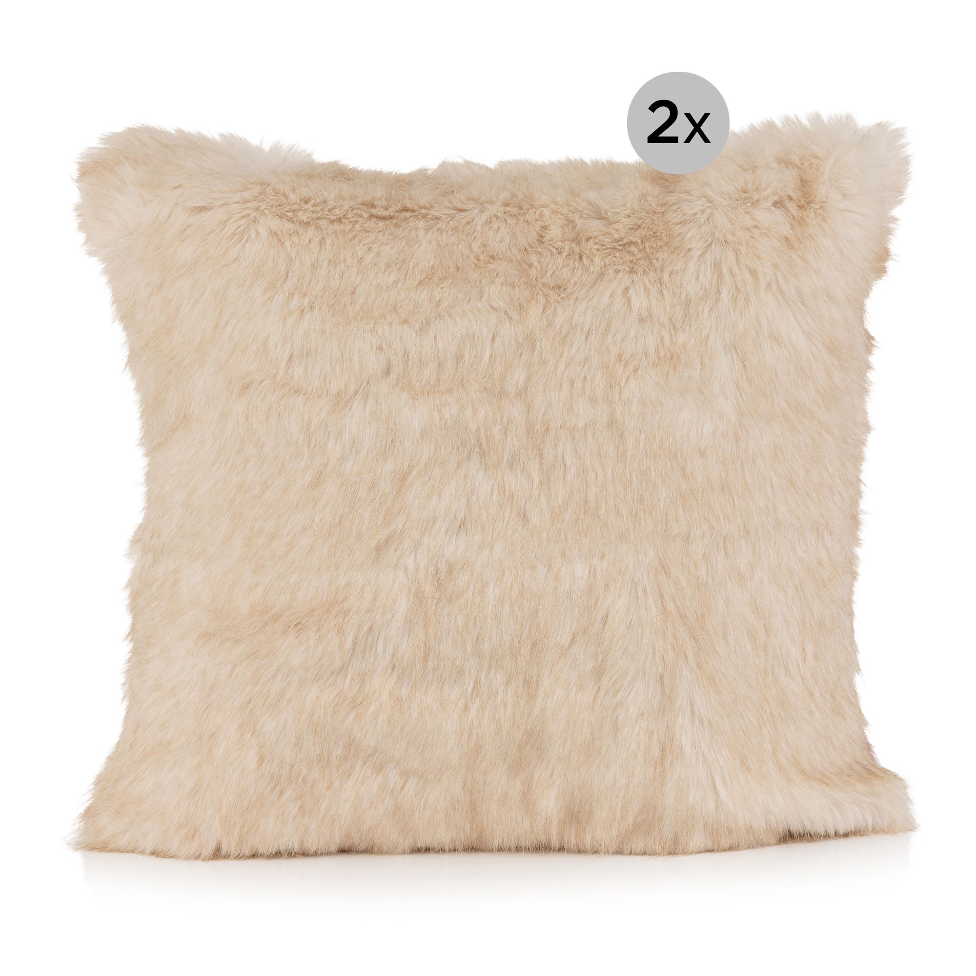 MONT CHALET 2 Kissenhüllen Webpelz-Fellimitat Mikrofaser-Rückseite waschbar, ca. 50x50cm