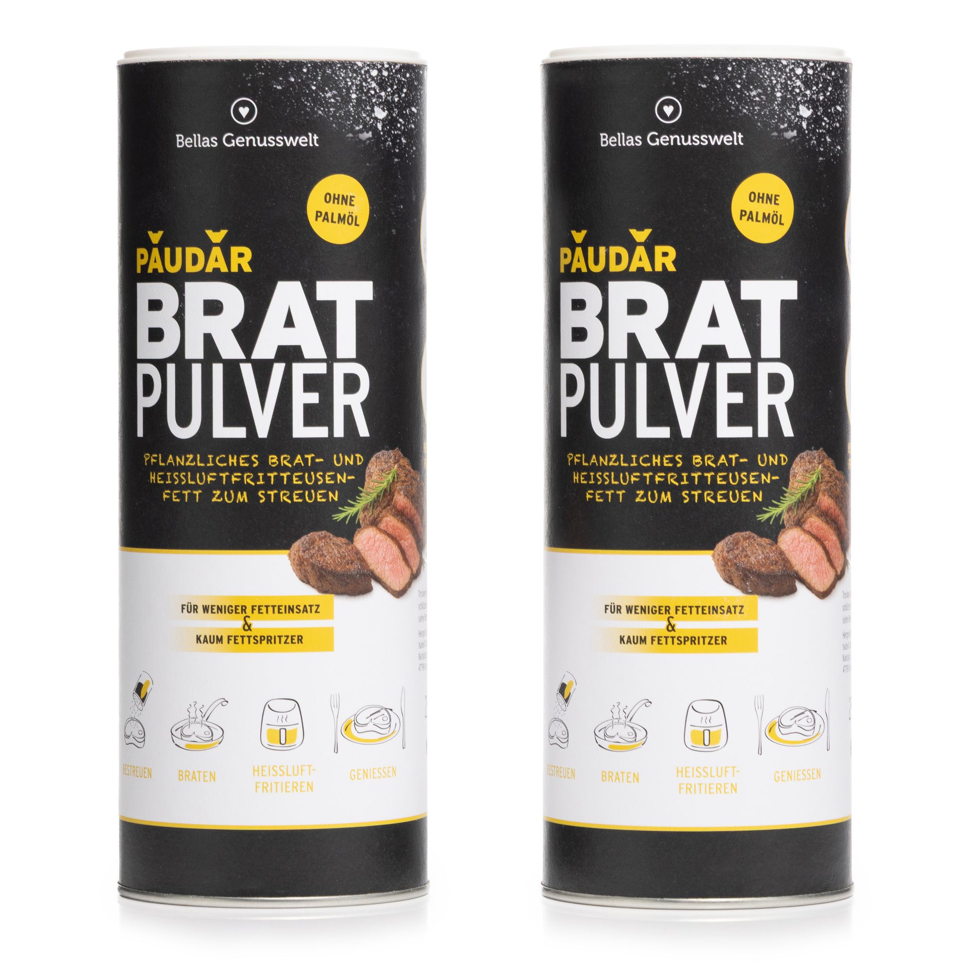 PAUDAR pflanzliches Brat- & Heißluftfritteusen- Fett zum Streuen 2x 250g in der Dose