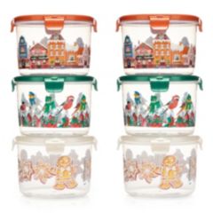LocknLock 6 Frischhaltedosen rund mit Weihnachtsmotiven je 1,3L Volumen