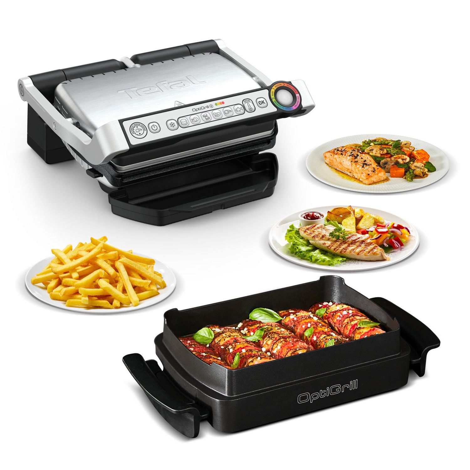 TEFAL GC714D OptiGrill+ Snacking & Baking Kontaktgrill inkl. Backschale