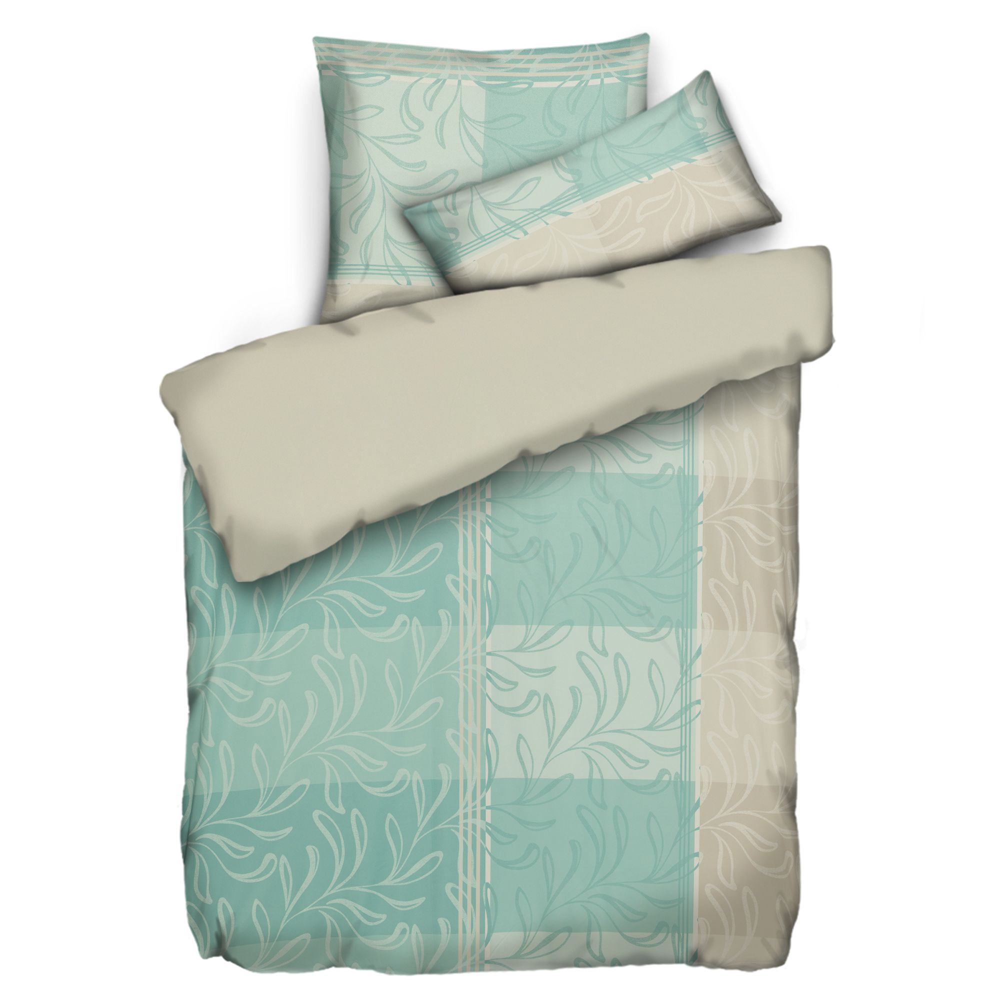 JERYMOOD Wendebettwäsche Rankengrafik Mikrofaser Jersey Einzelbett, 3tlg.