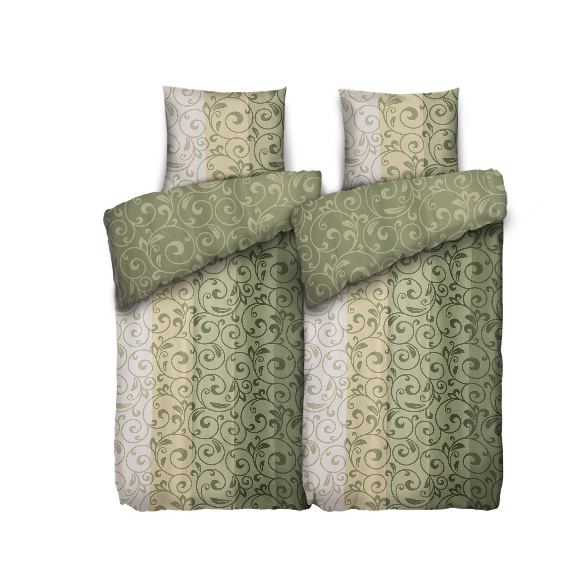 SOFT HARMONY Wendebettwäsche Streifen mit Ranken Mikrofaser samtweich Doppelbett, 4tlg.