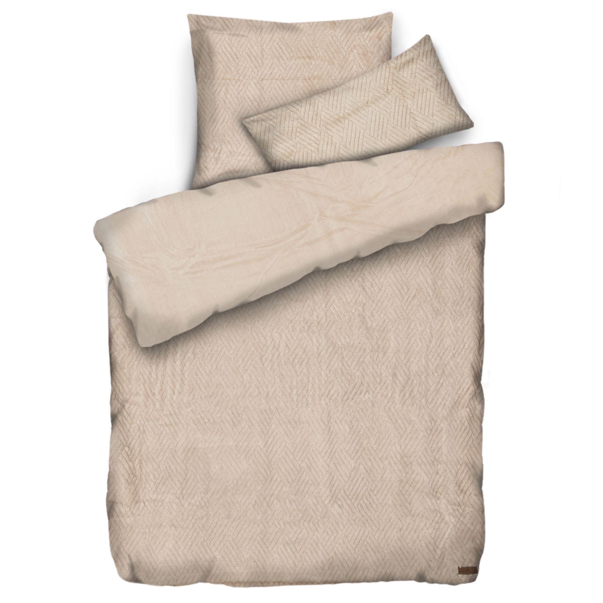 MONT CHALET Fell-Wendebettwäsche Rauten-Prägung dunkle Fellspitzen Einzelbett, 3tlg.