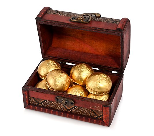LAMBERTZ Goldene Mozartkugeln Zartbitterschokolade im Holzschatzkästchen Inhalt 200g