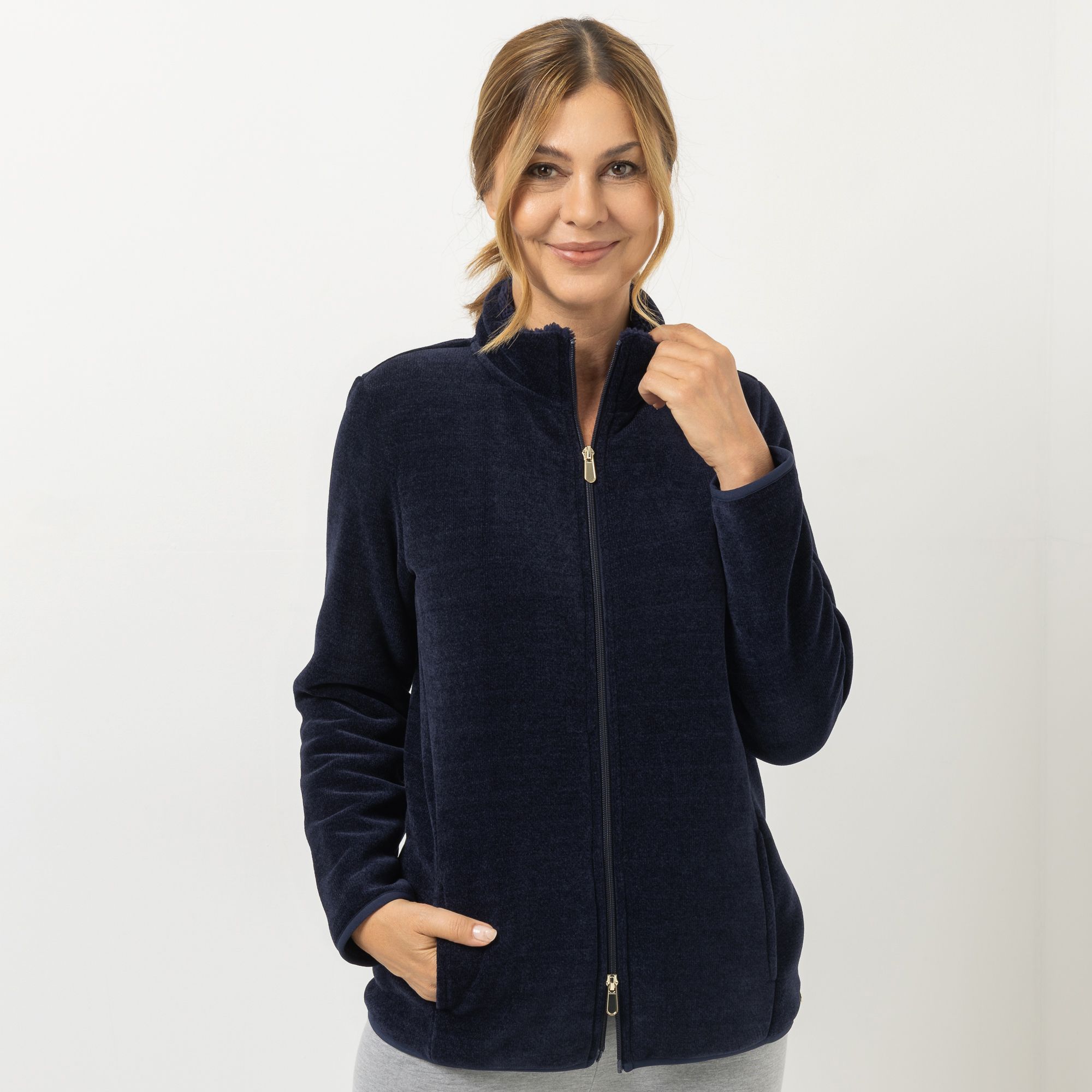 MONT CHALET Damen-Jacke uni Mikrofaser Edelplüsch Eingrifftaschen