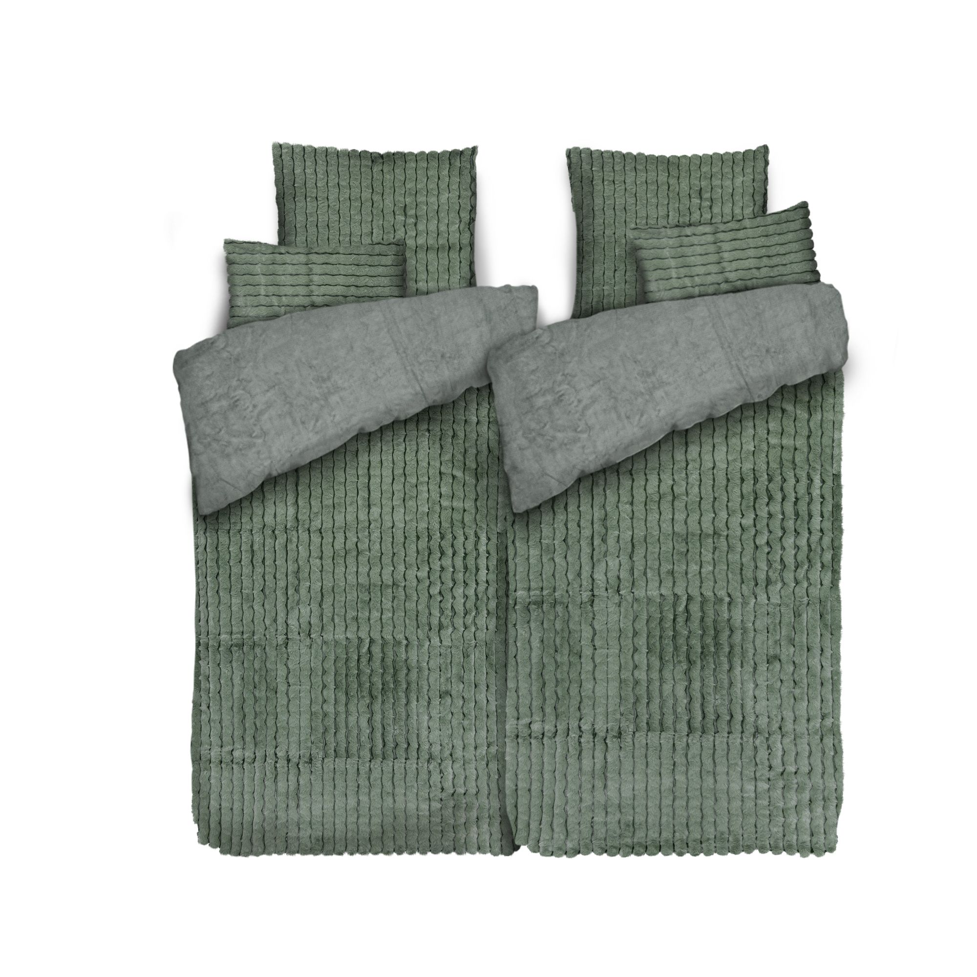 MONT CHALET Fell-Wendebettwäsche Jacquard-Streifen Mikrofaser Chinchilla Farb- & Setauswahl