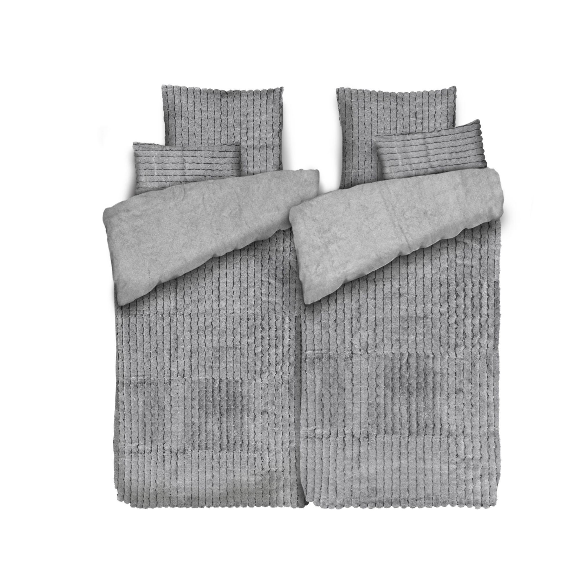 MONT CHALET Fell-Wendebettwäsche Jacquard-Streifen Mikrofaser Chinchilla Farb- & Setauswahl