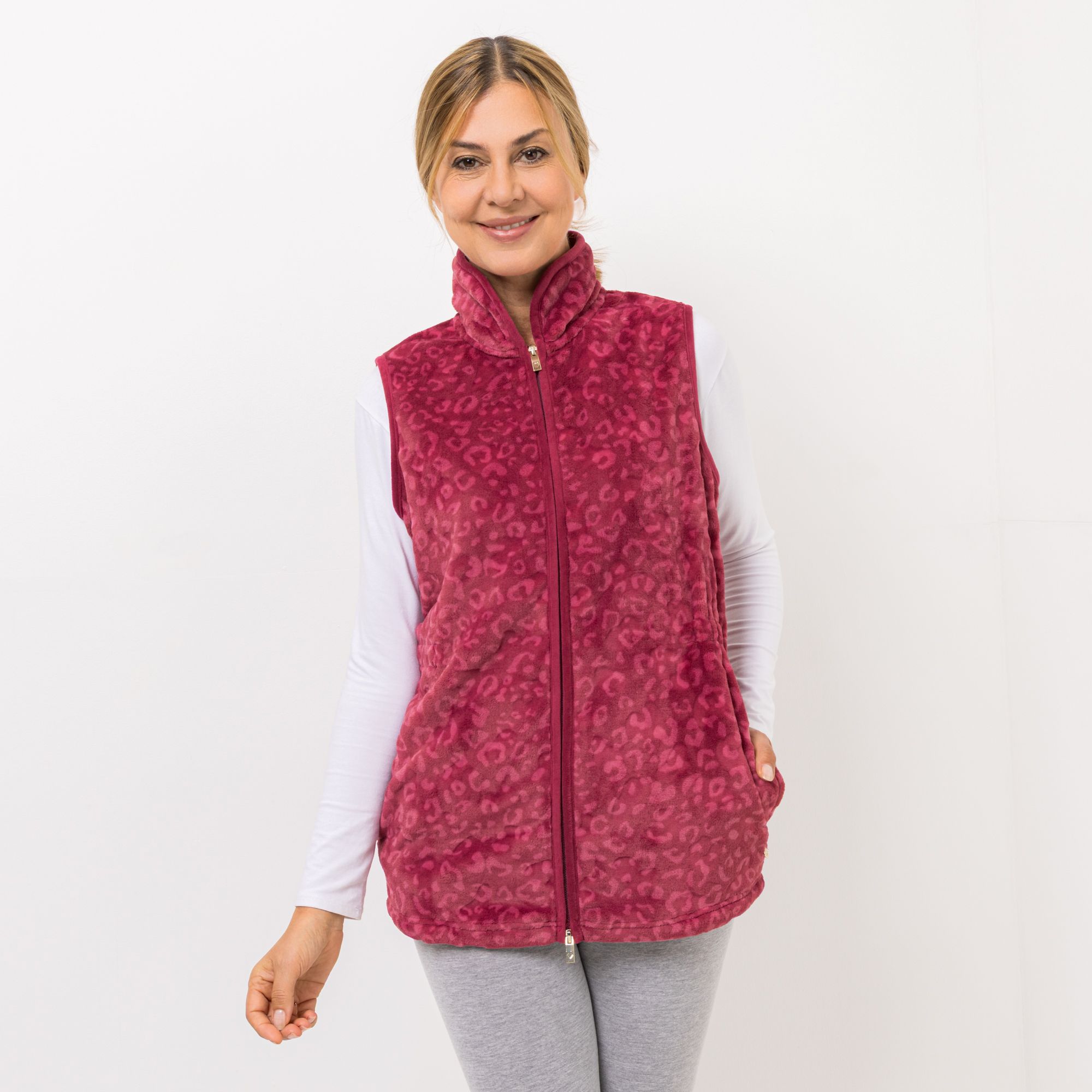 MONT CHALET Damen-Weste Leo-Design Premium Chinchilla Eingrifftaschen
