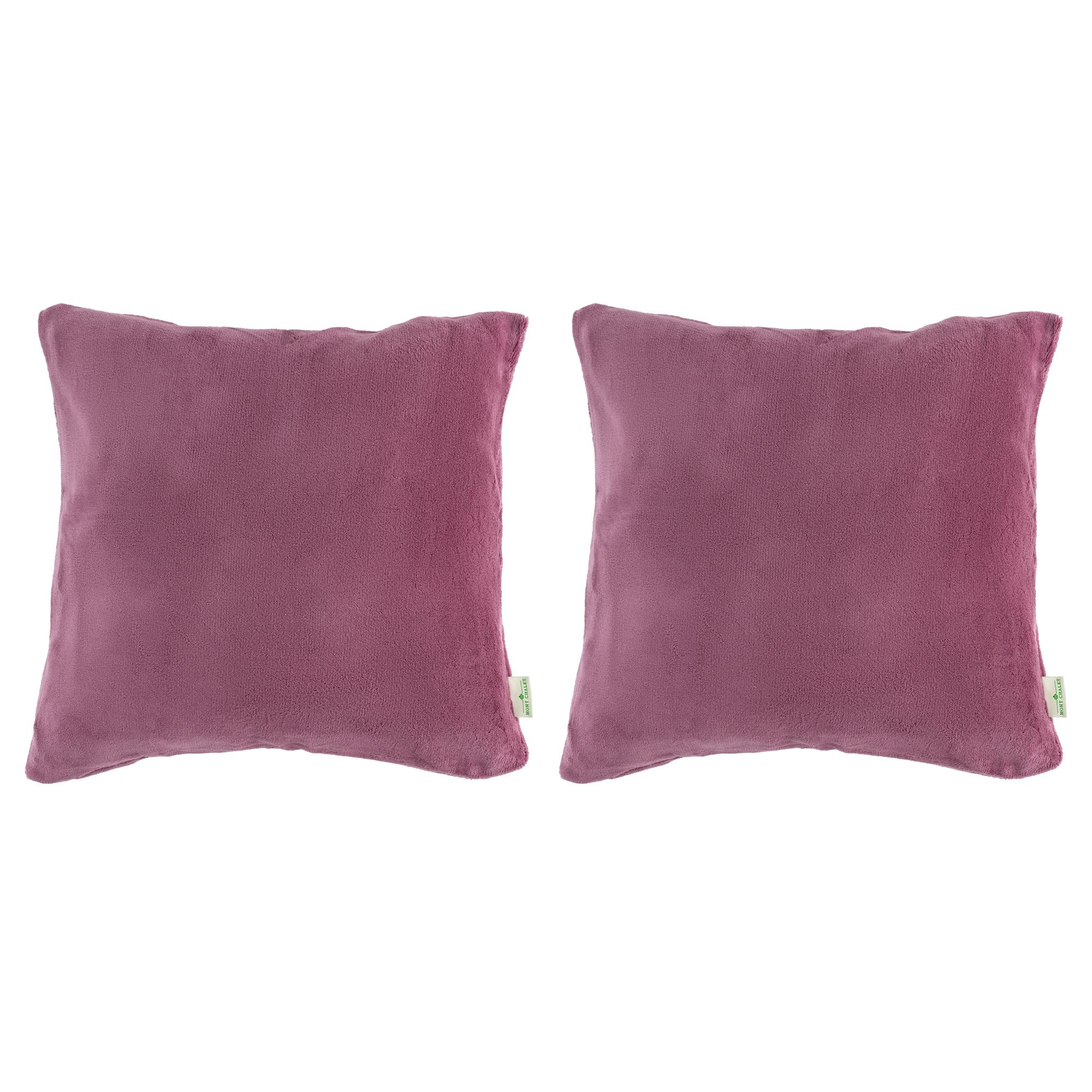 MONT CHALET 2 Kissenbezüge uni matt Mikrofaser Flausch waschbar, ca. 50x50cm