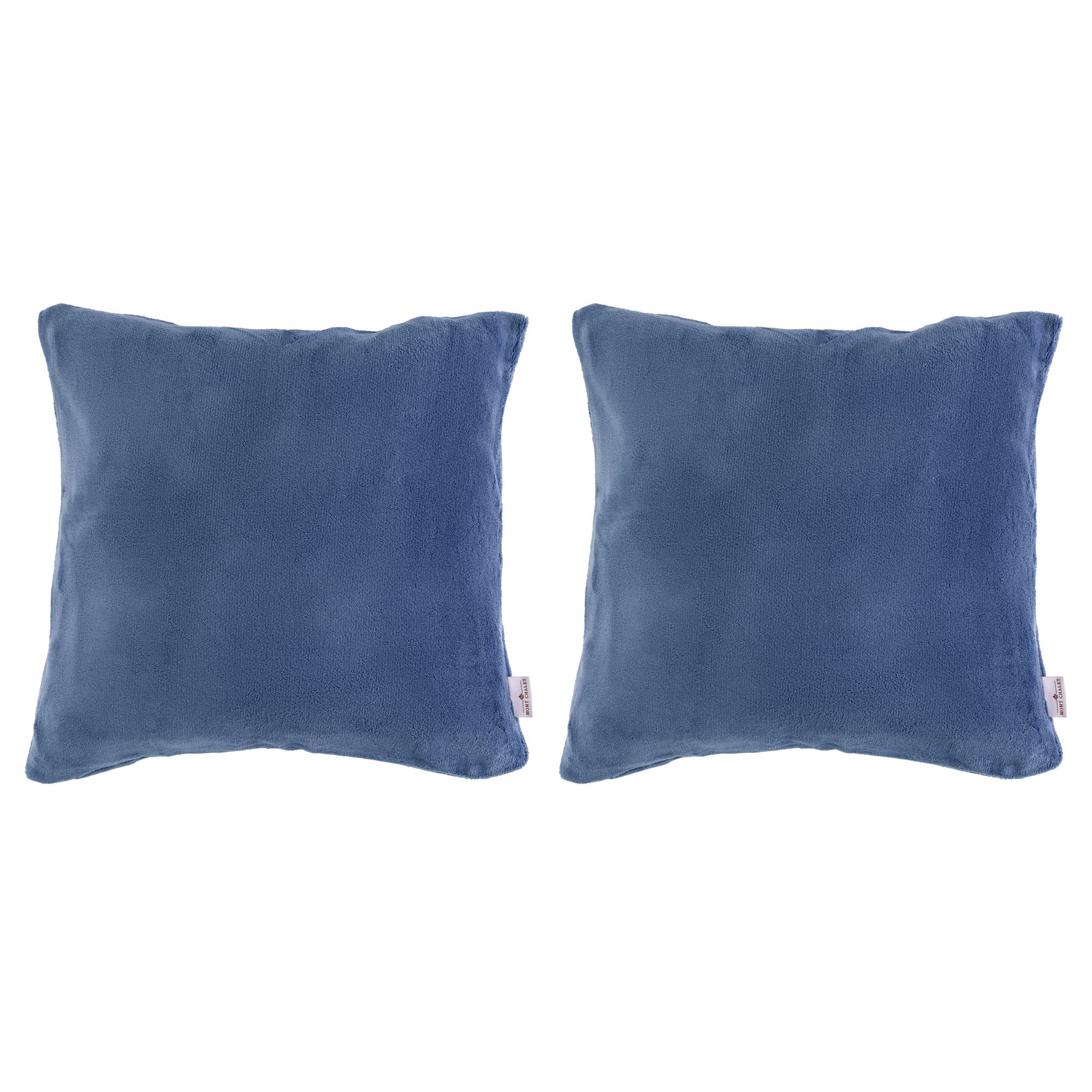 MONT CHALET 2 Kissenbezüge uni matt Mikrofaser Flausch waschbar, ca. 50x50cm