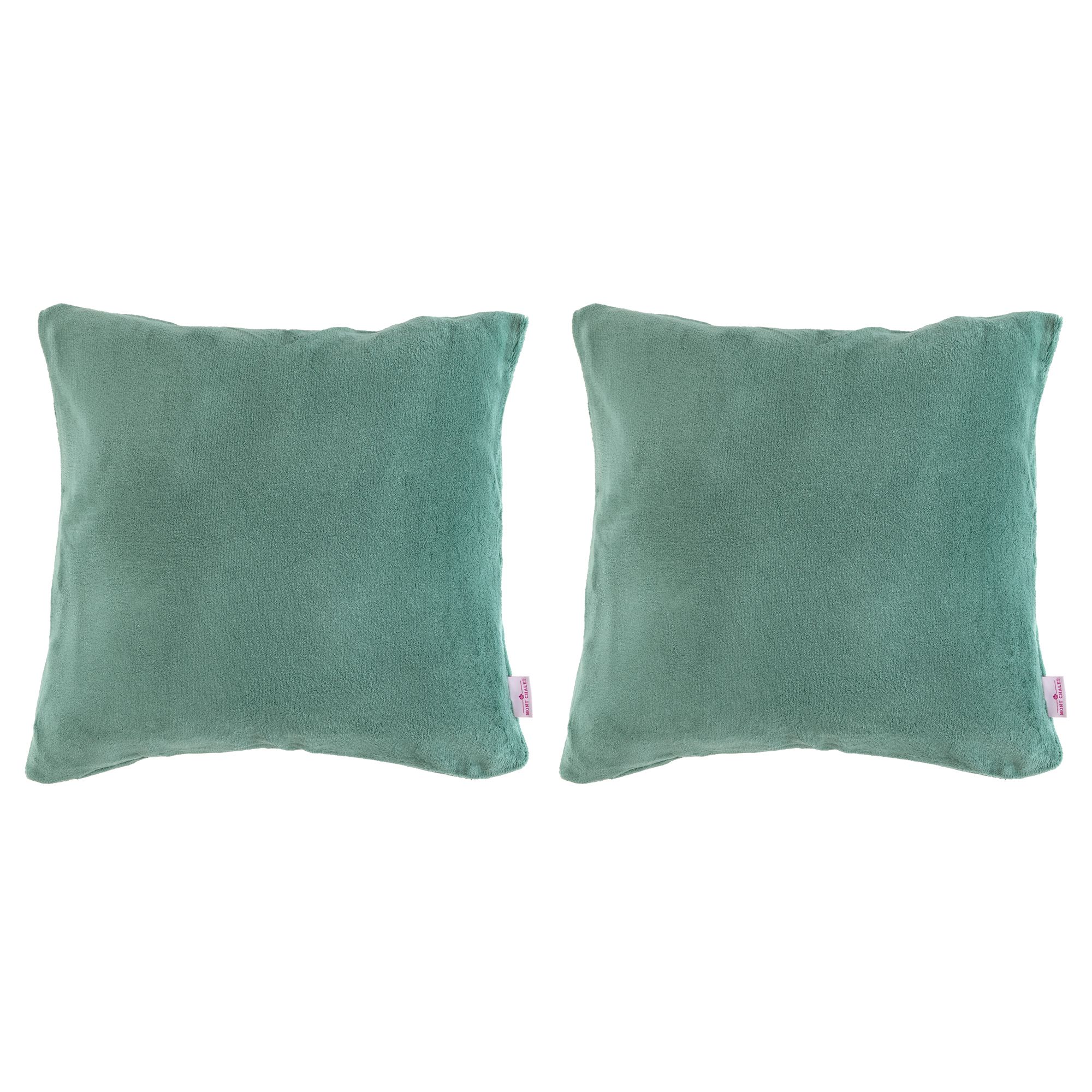 MONT CHALET 2 Kissenbezüge uni matt Mikrofaser Flausch waschbar, ca. 50x50cm