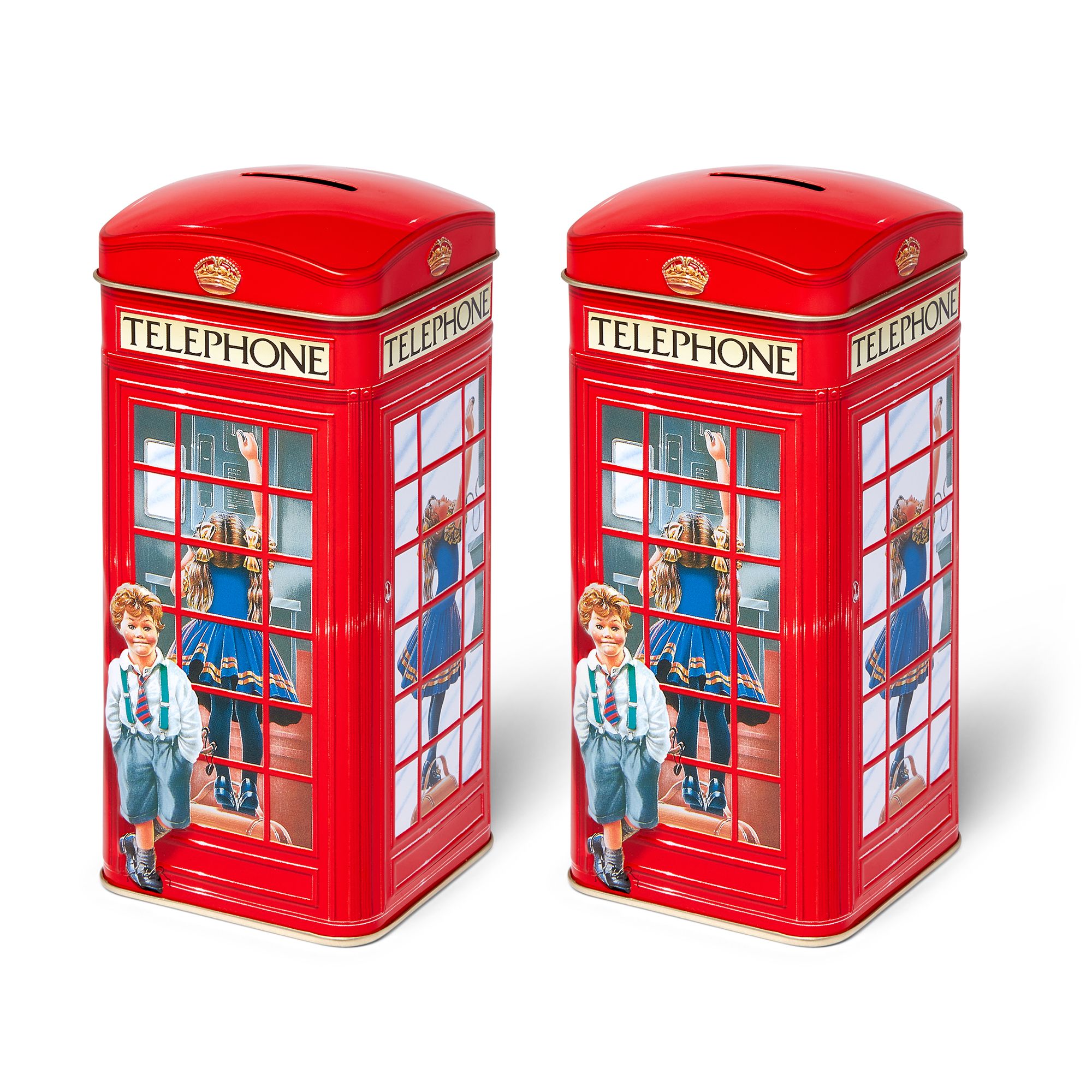 CHURCHILL'S CONFECTIO Telephone Kiosk Set Buttertoffees und Minz-Toffee Inhalt 2x 150g