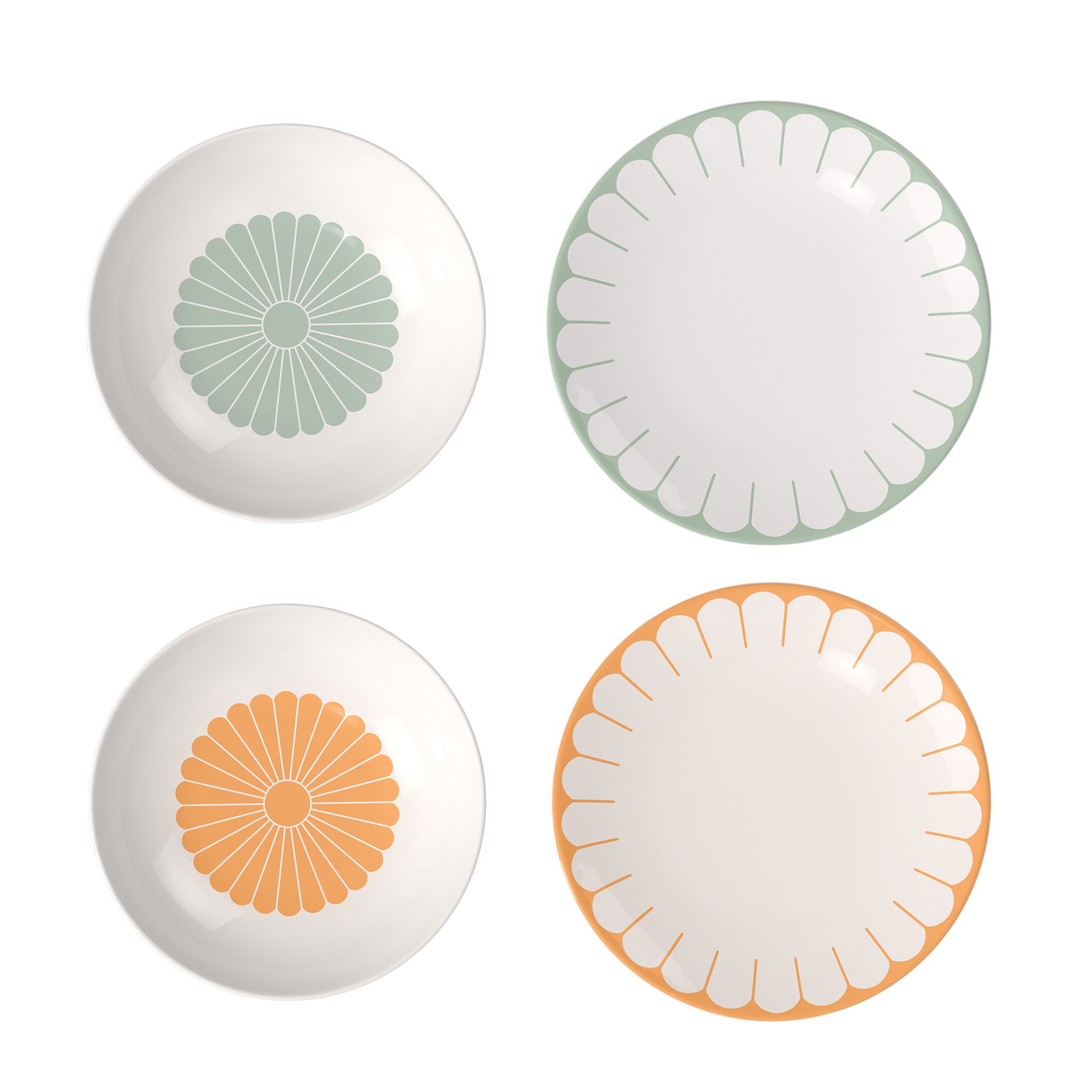 VILLEROY & BOCH Fleur Dinner-Set 2x Pastateller 2x Speiseteller 4tlg.