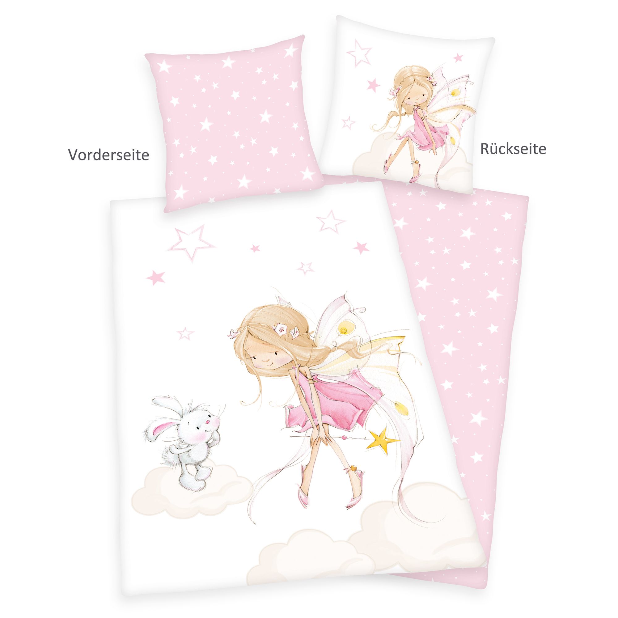 Young Collection Wendebettwäsche kleine Fee Baumwoll Flanell Einzelbett, 2tlg.