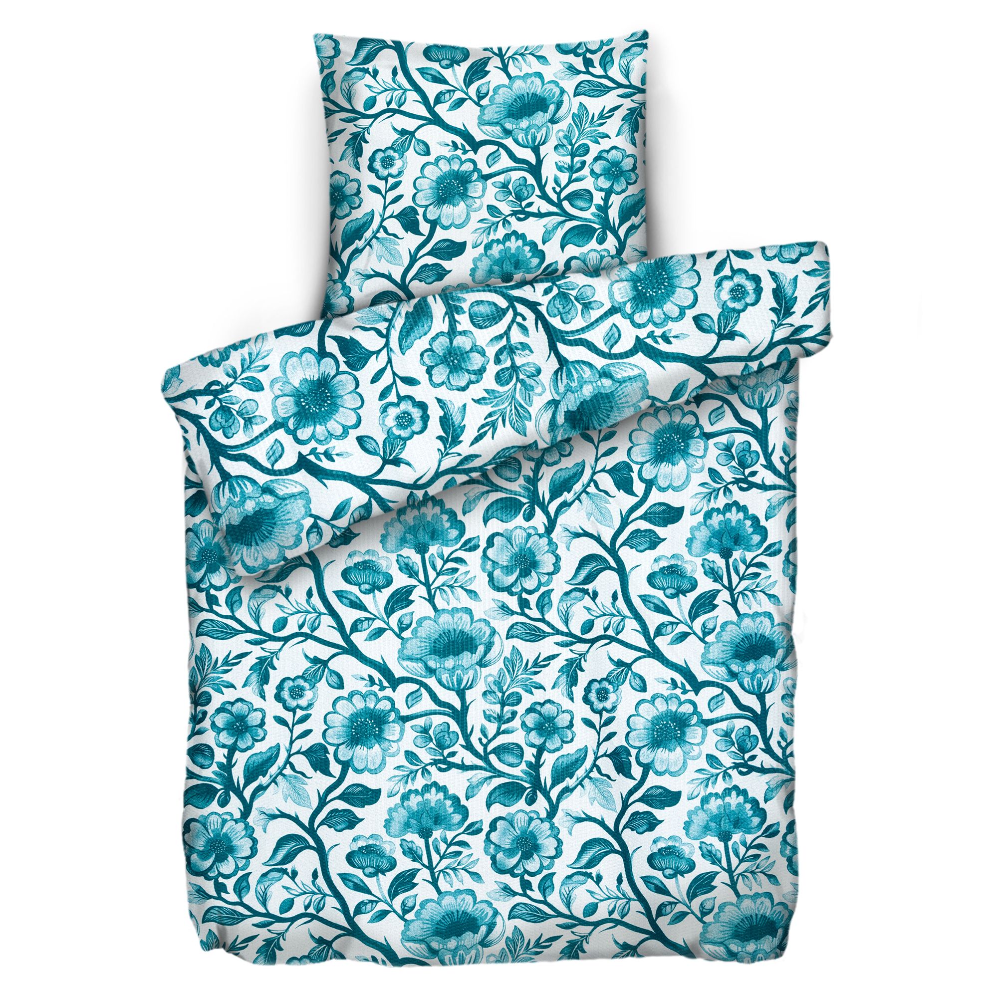 SOFT WAVE Bettwäsche Blumen & Ranken Mikrofaser Seersucker Kissenauswahl, 2tlg.