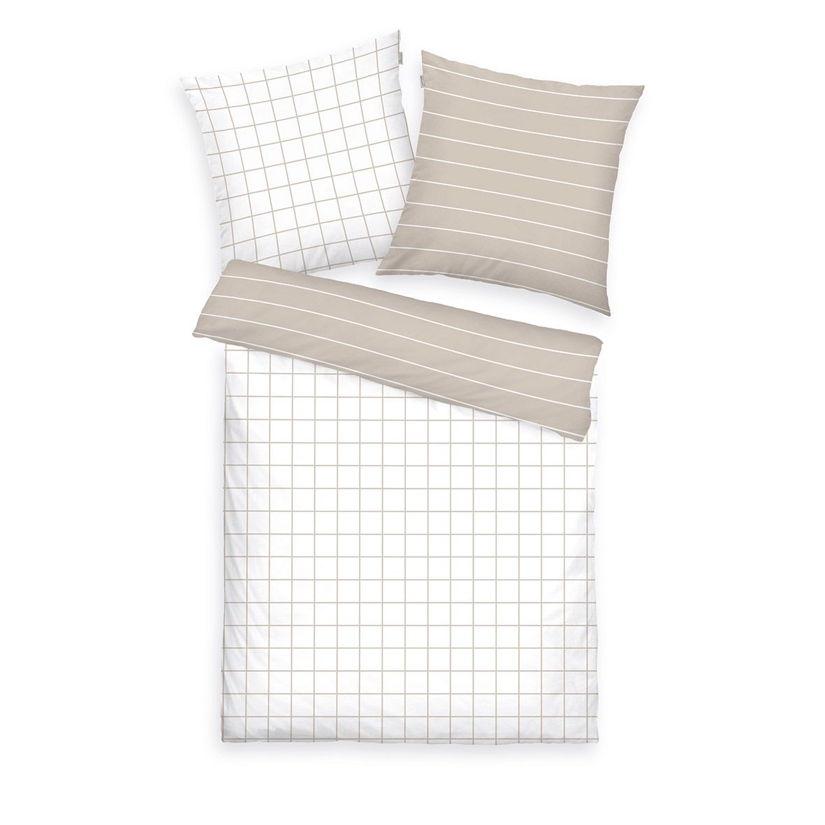 TOM TAILOR Wendebettwäsche Streifen-/Karo-Design Baumwoll Renforcé Einzelbett, 2tlg.