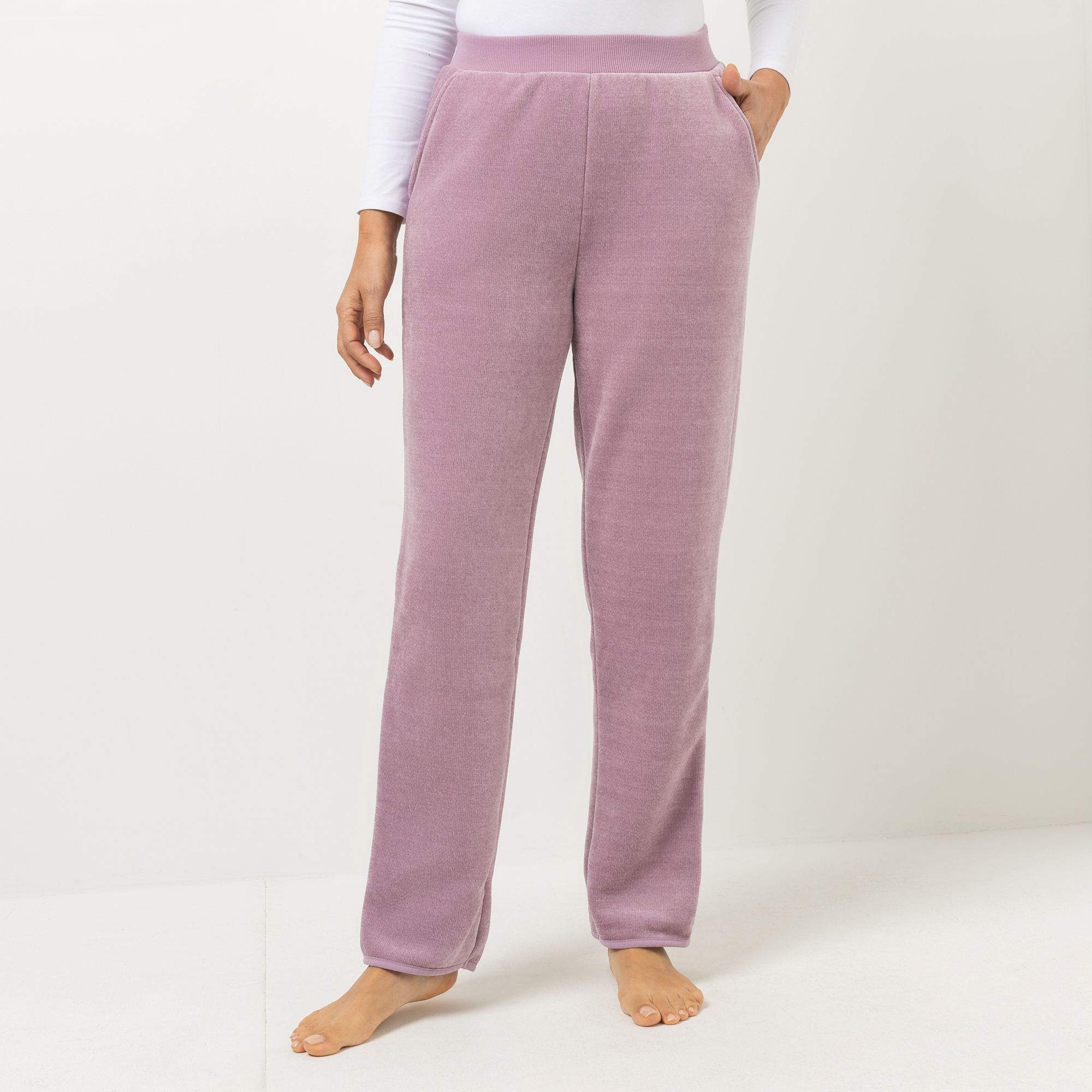 MONT CHALET Damen-Hose uni Mikrofaser Edelplüsch Taschen