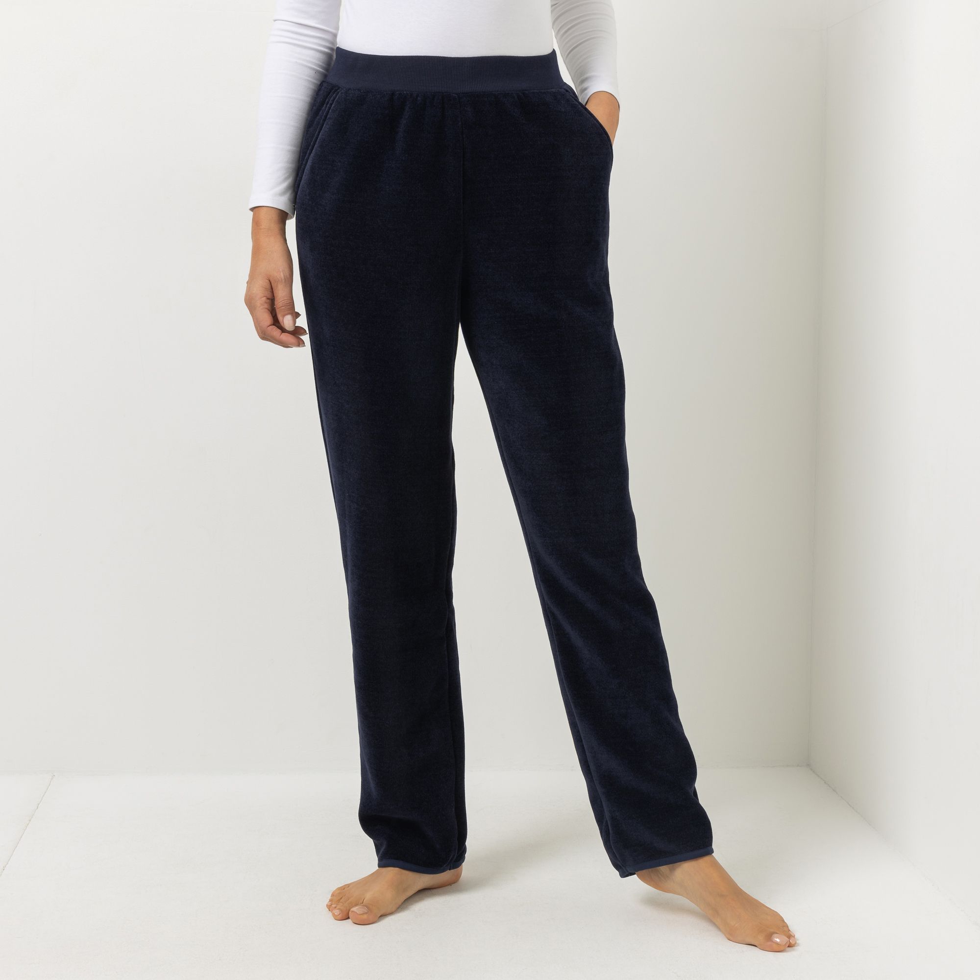 MONT CHALET Damen-Hose uni Mikrofaser Edelplüsch Taschen