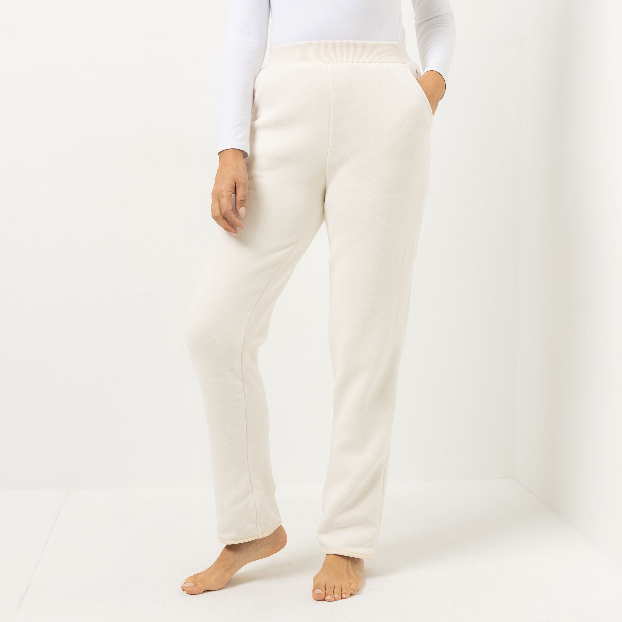 MONT CHALET Damen-Hose uni Mikrofaser Edelplüsch Taschen