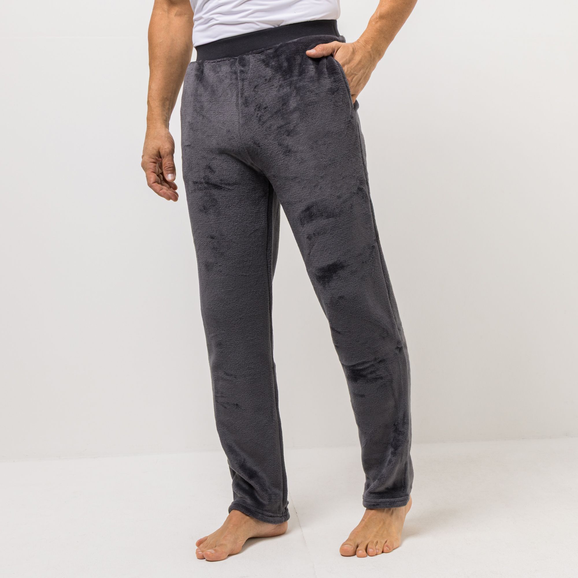 MONT CHALET Herren-Hose uni Mikrofaser Chinchilla Taschen