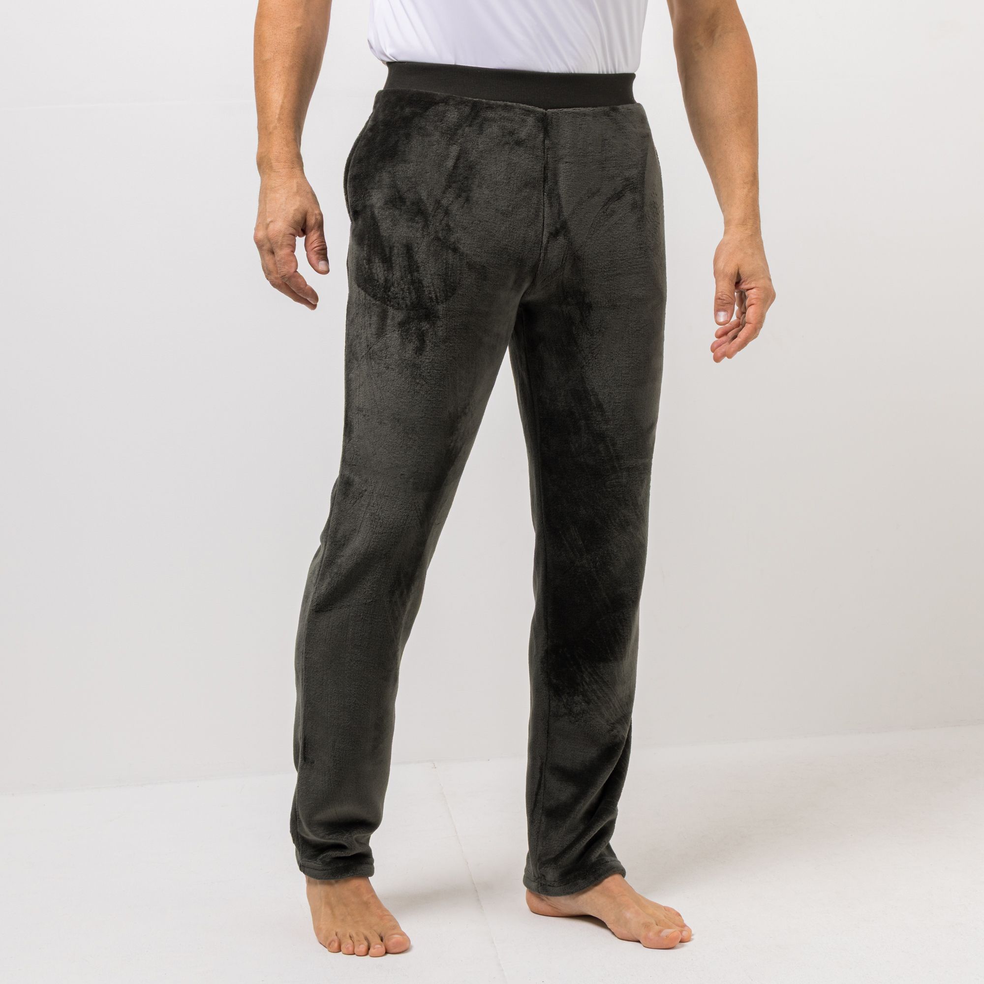 MONT CHALET Herren-Hose uni Mikrofaser Chinchilla Taschen