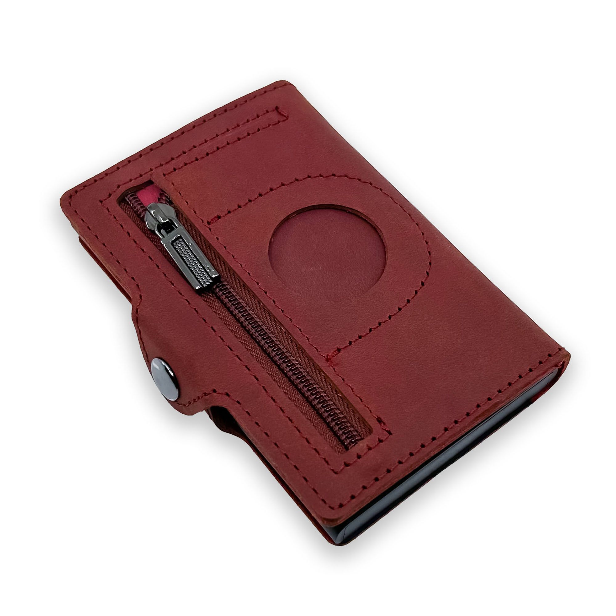 FLIPO® RFID Slim Wallet Echtleder Kartenbörse 6 Karten-Slots Airtag & Münzfach