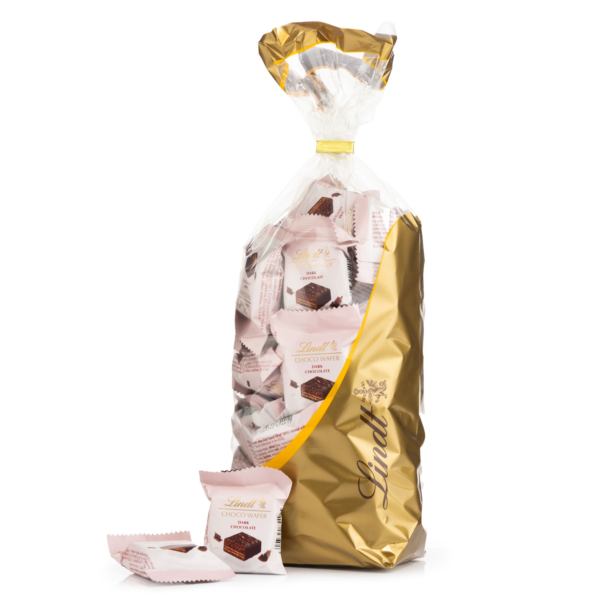 LINDT Choco Wafer Beutel 3 versch. Sorten exklusiv bei QVC Inhalt 598g, 40 Stk.