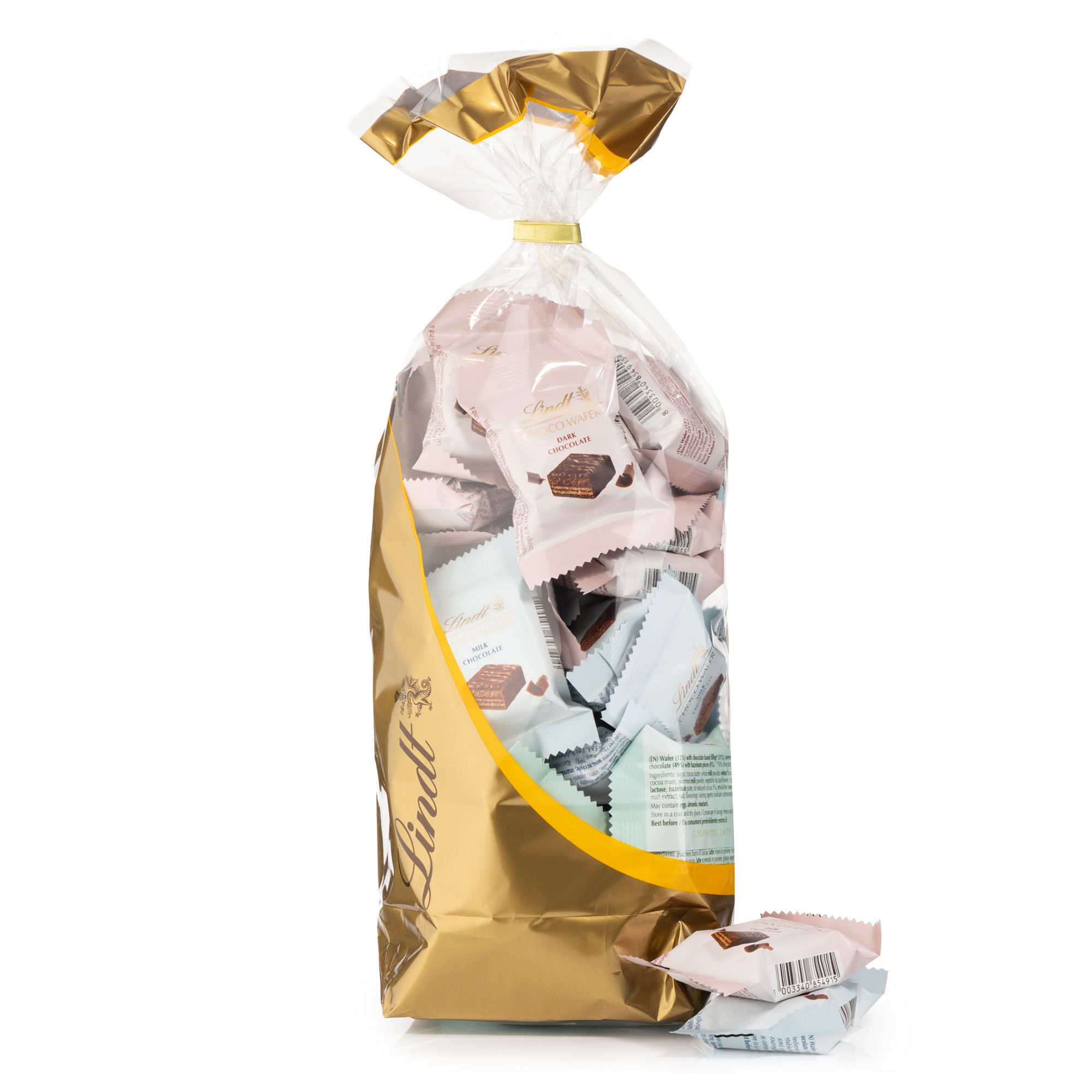 LINDT Choco Wafer Beutel 3 versch. Sorten exklusiv bei QVC Inhalt 598g, 40 Stk.