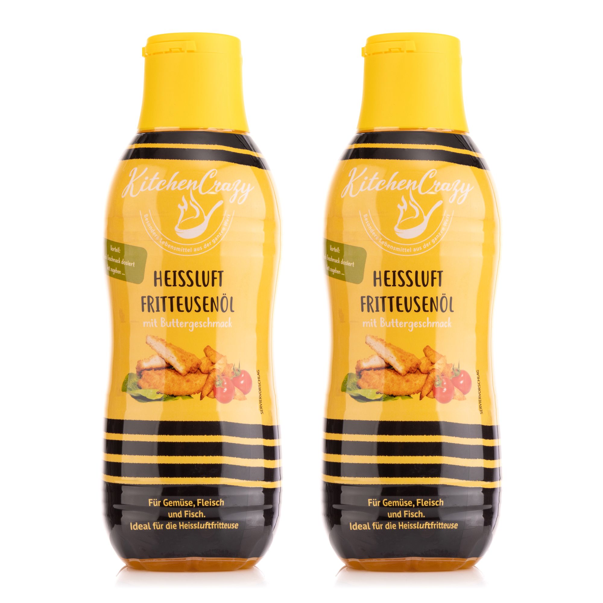 KITCHENCRAZY Heißluftfritteusenöl mit Buttergeschmack 2 Flaschen Inhalt 1.500ml