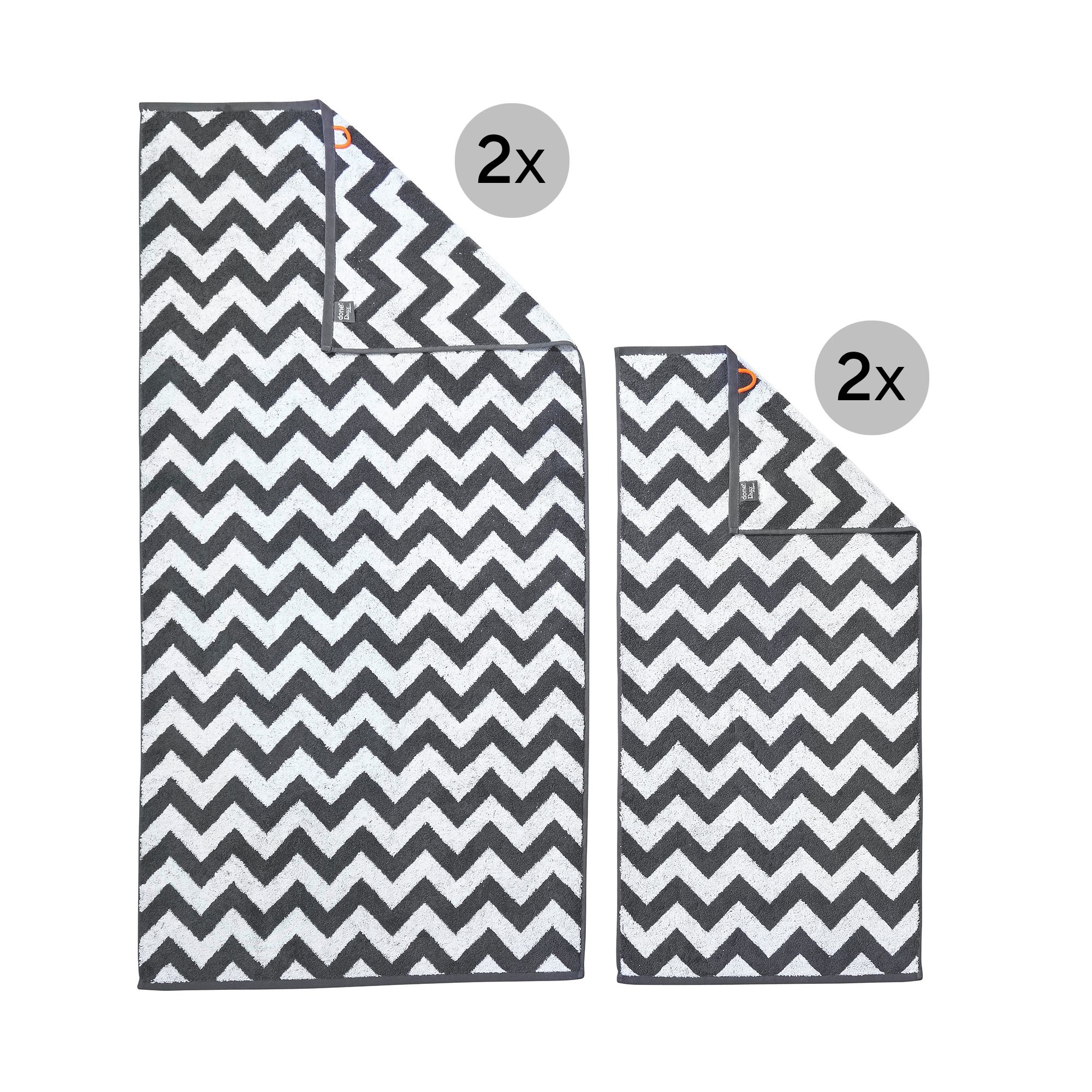 Handtuch-Set Zickzack-Muster 70x140cm 4tlg. done.® 50x100cm 100% & Baumwolle