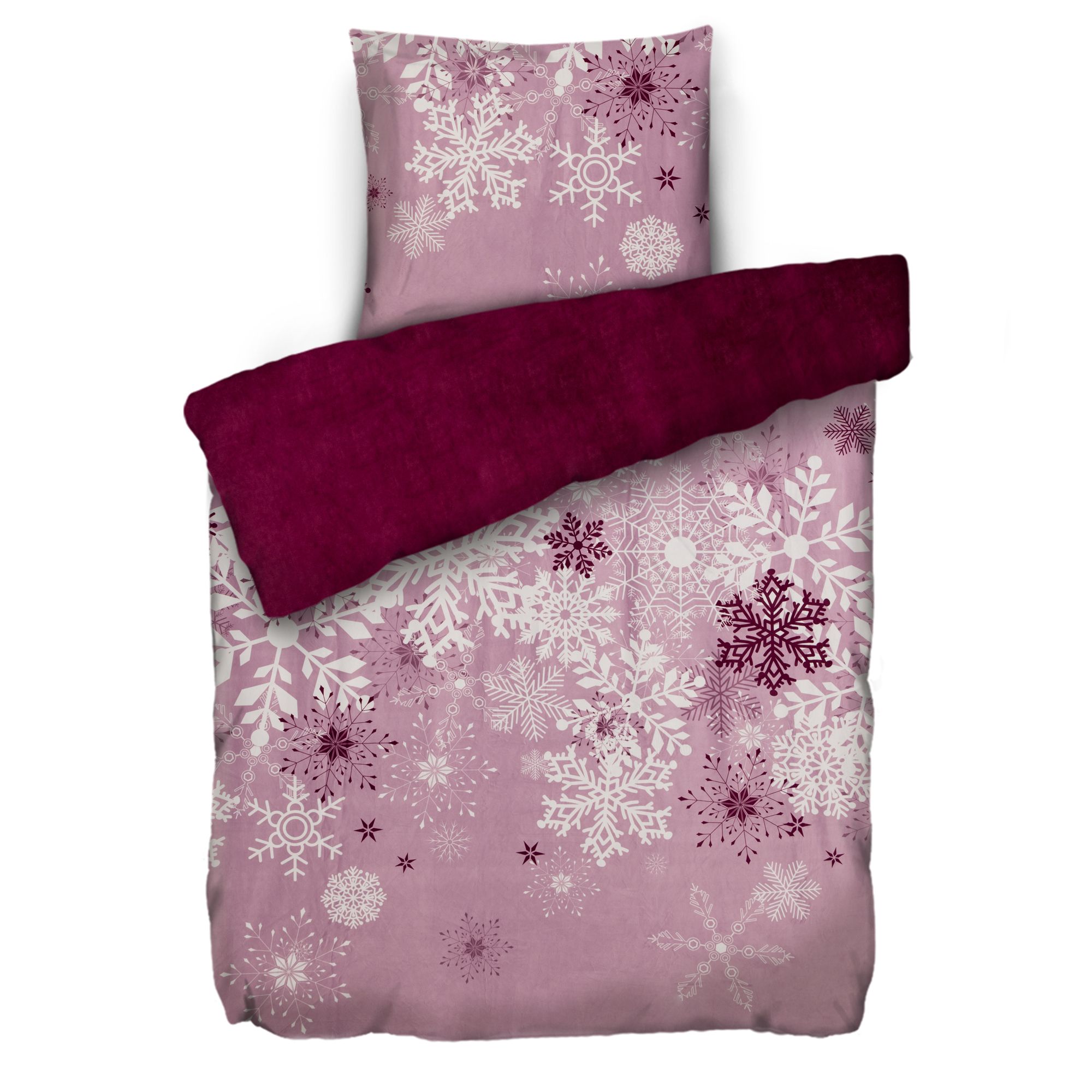 NICKYMOOD Wendebettwäsche Schneeflocken Mikrofaser Nicky Einzelbett, 2tlg.